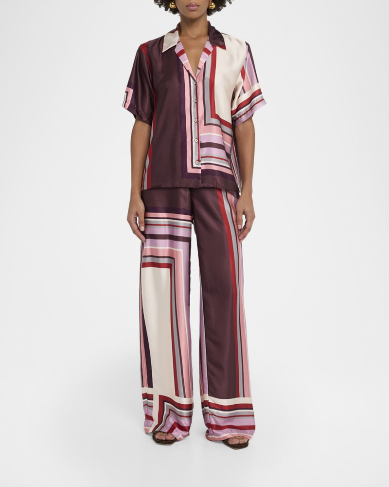 MISA Solange Geometric Stripe Satin Top outlook