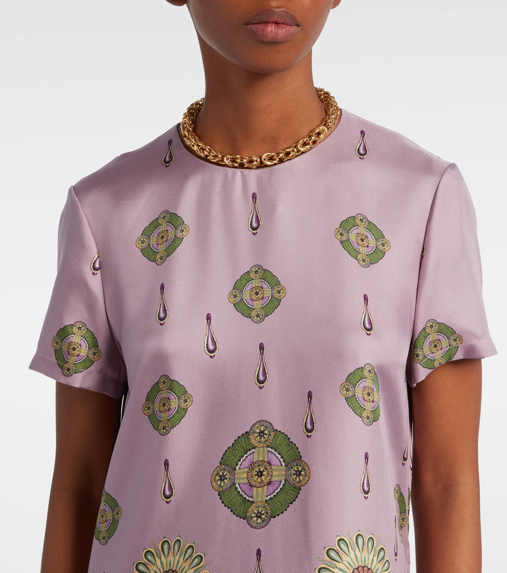 Swing printed silk twill maxi dress - 4