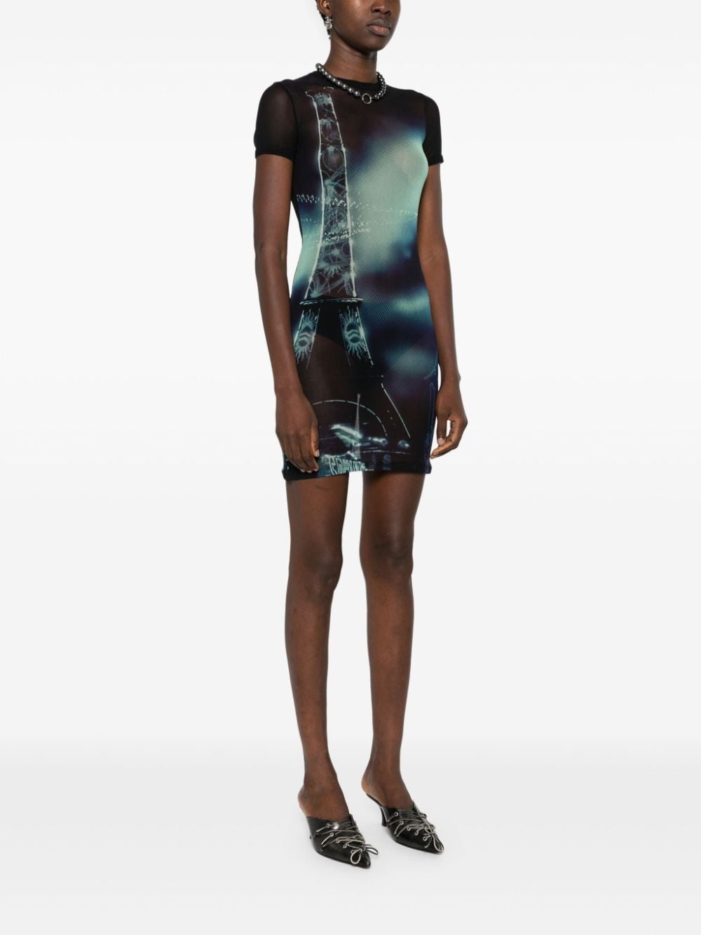 Pigalle-print mesh mini dress - 3
