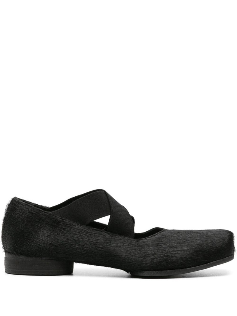 brushed-effect leather ballerina shoes 1