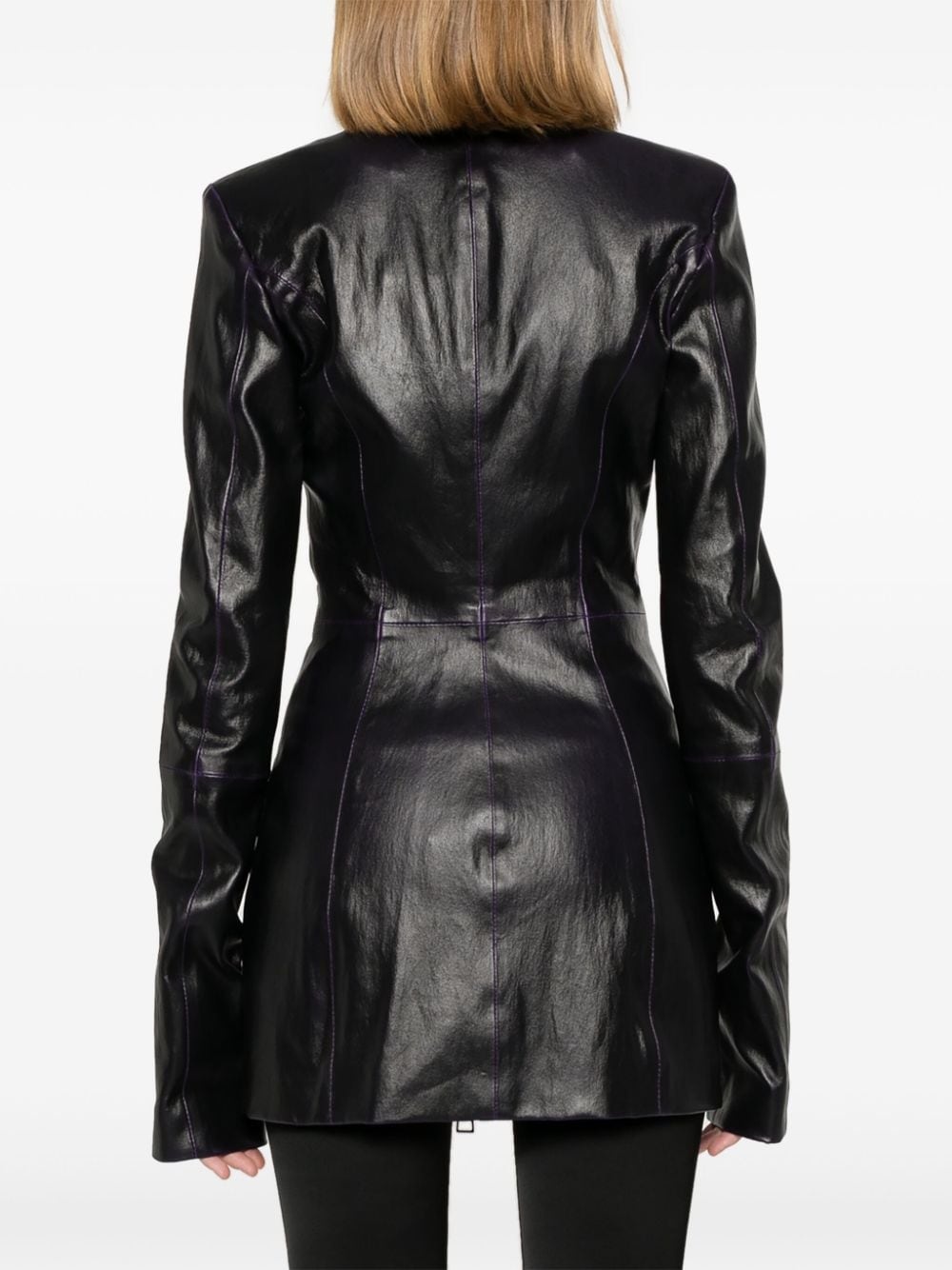 zip-up leather jacket - 4