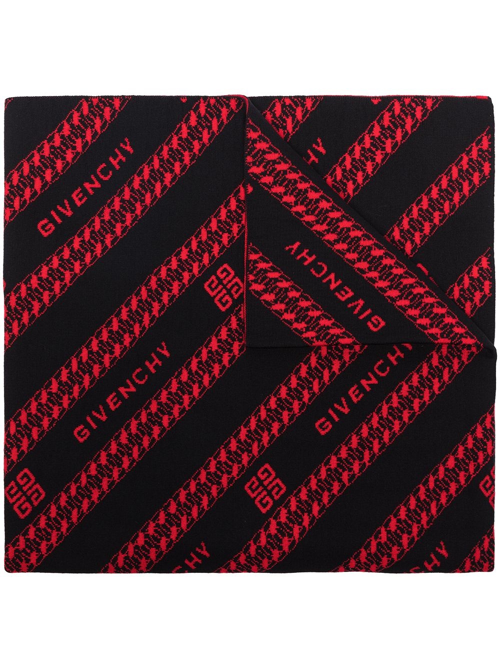 logo-print wool scarf - 1