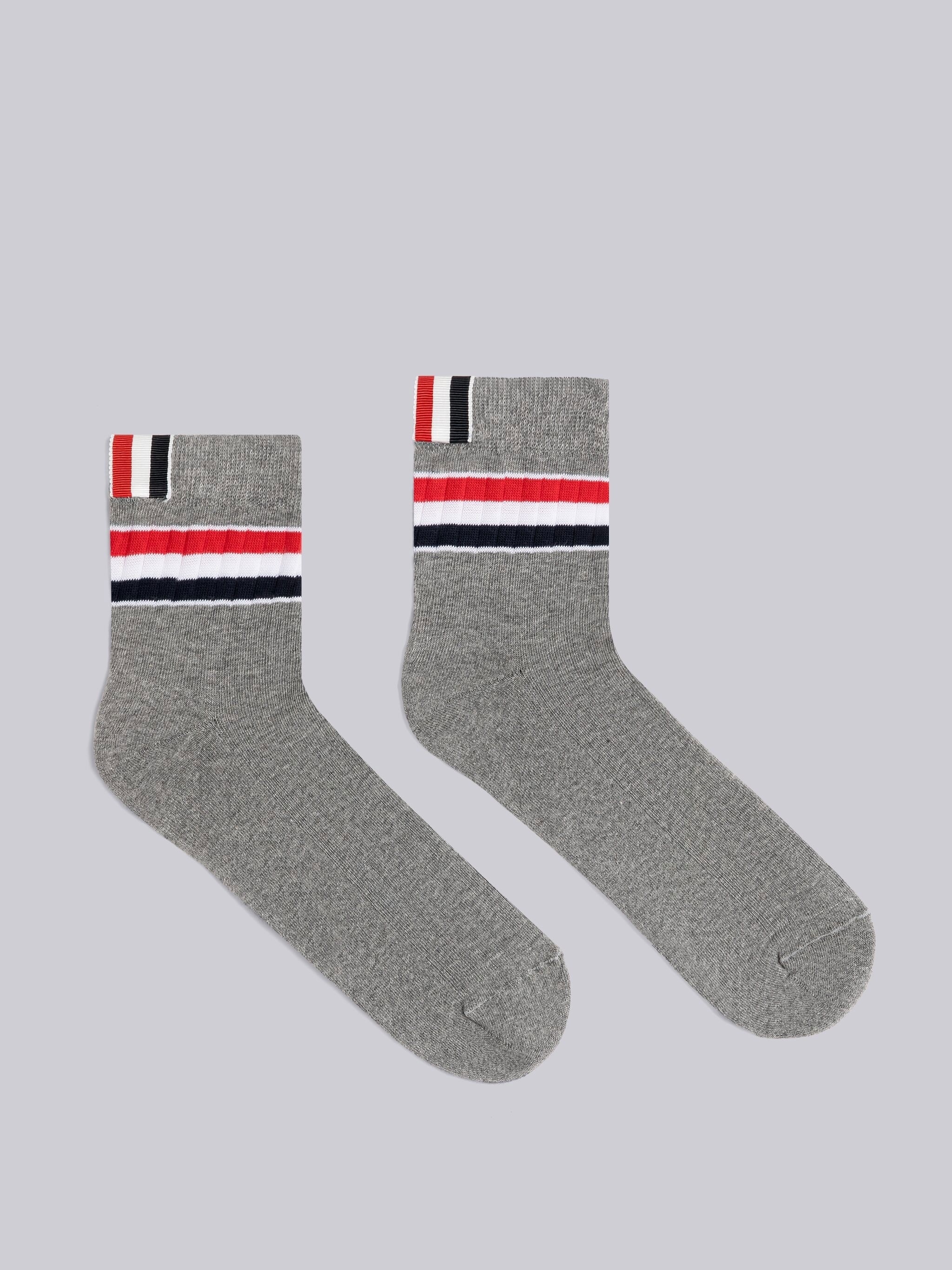 Athletic Rib Stripe Ankle Socks - 1