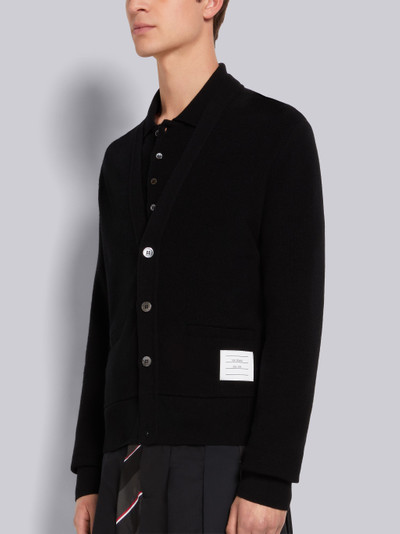 Thom Browne Black Cashmere Pique V-Neck Cardigan outlook