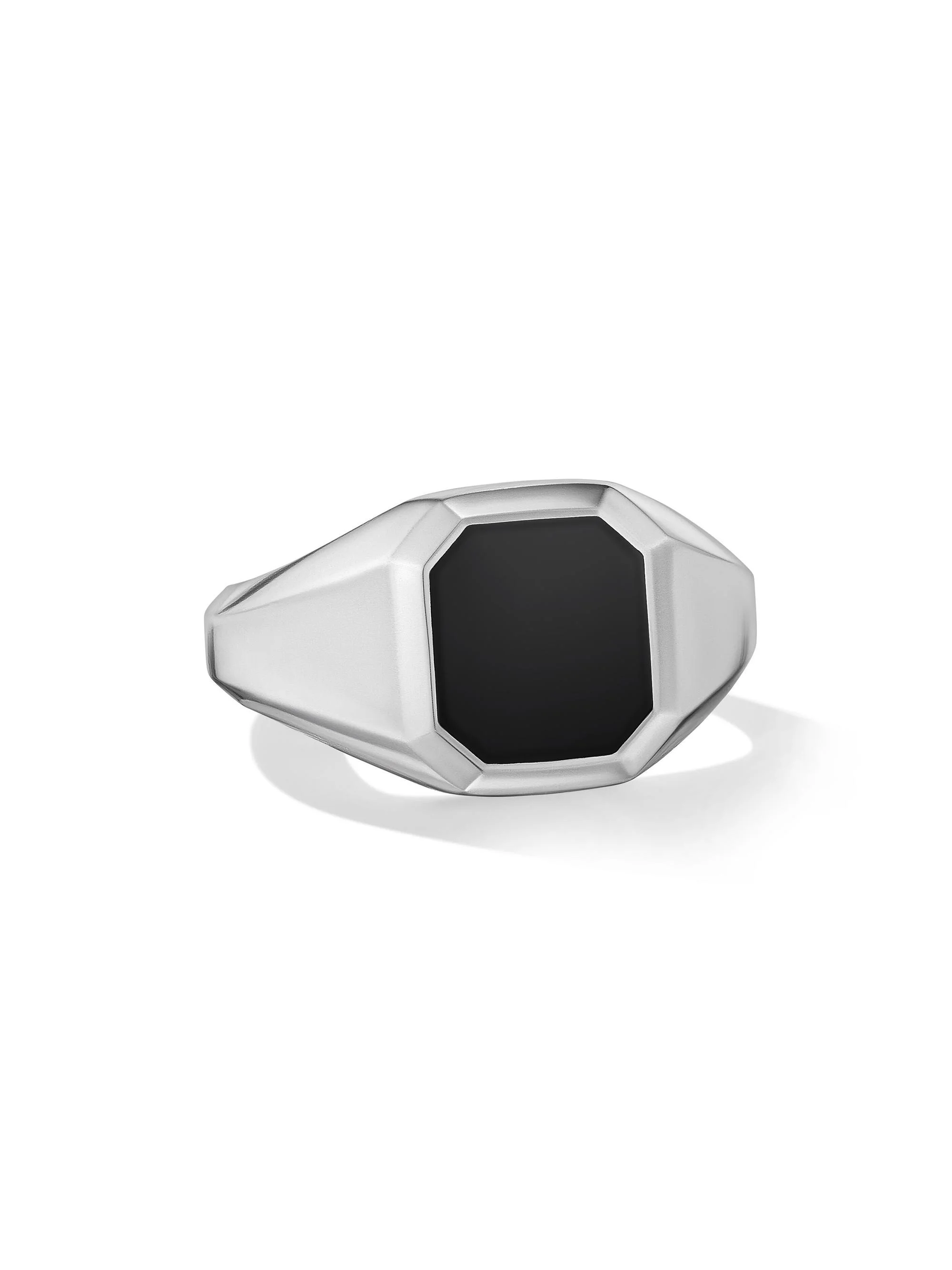 Men's Streamline Signet Ring in Sterling Silver - Black Onyx - 1