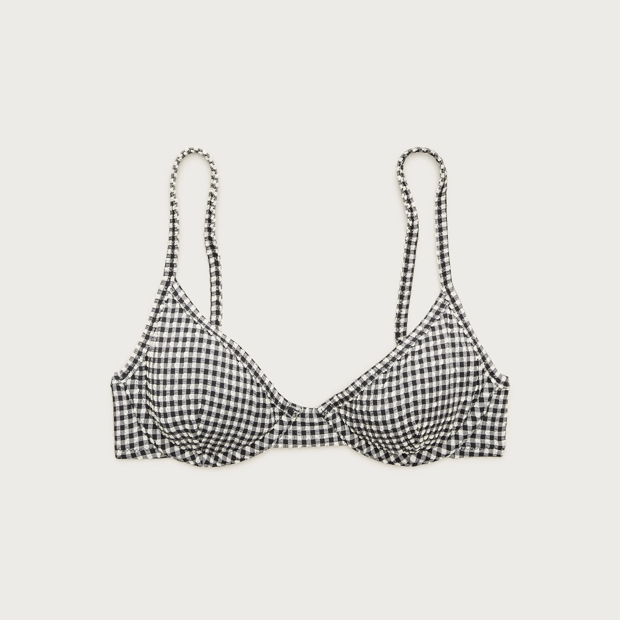 Underwire bikini top in gingham - 1
