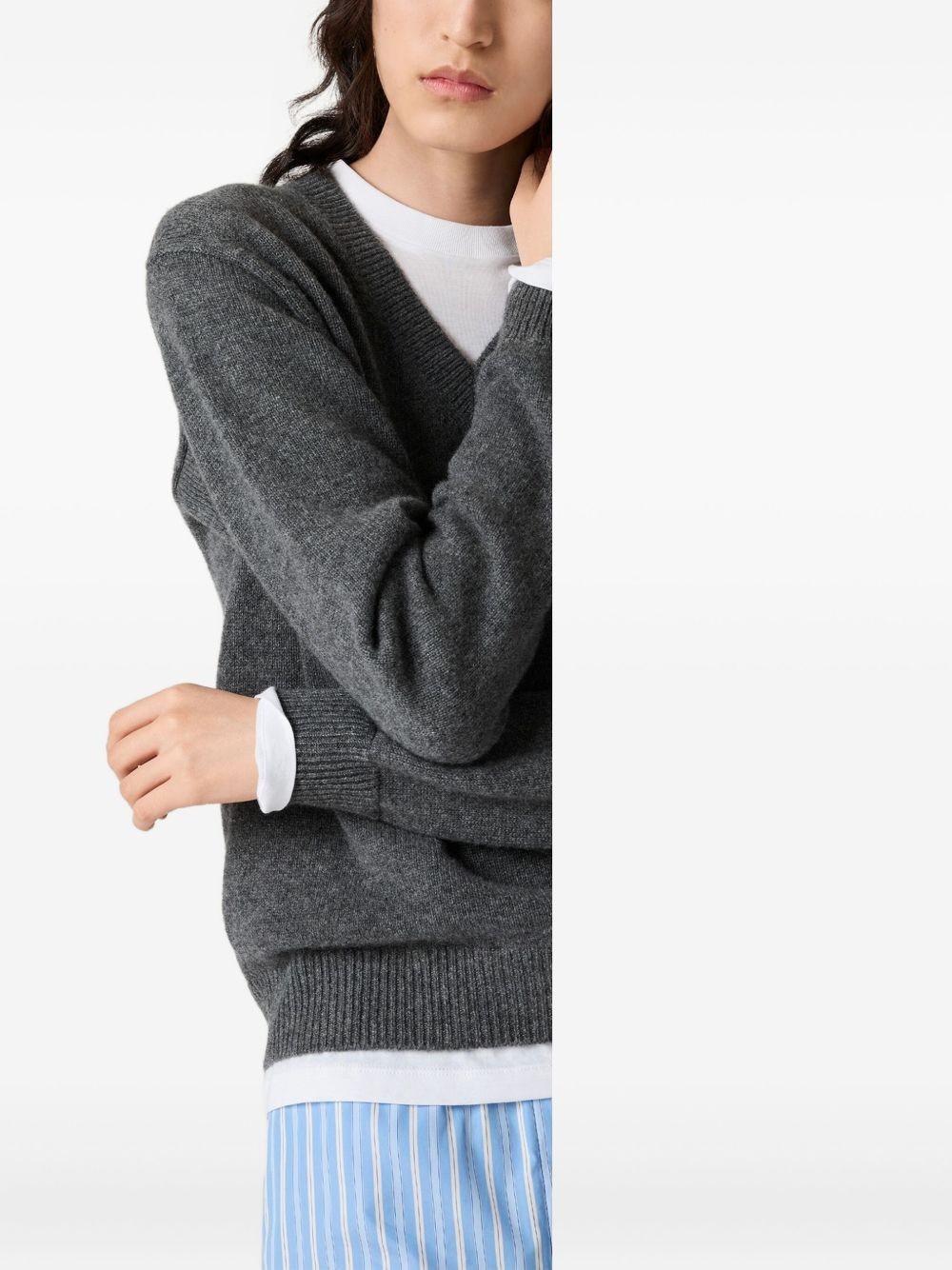 intarsia-logo V-neck sweater - 4