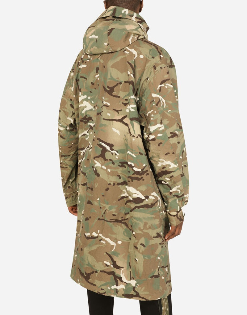 Camouflage-print nylon trench coat 6
