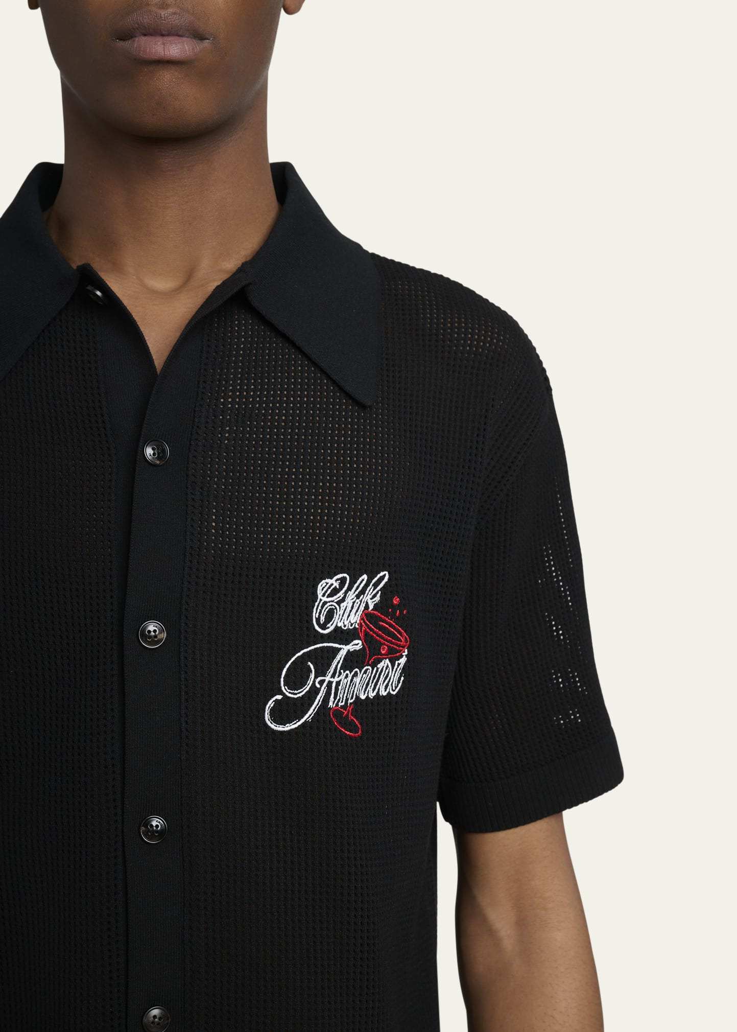 Men's Club Amiri Crochet Short-Sleeve Shirt - 5