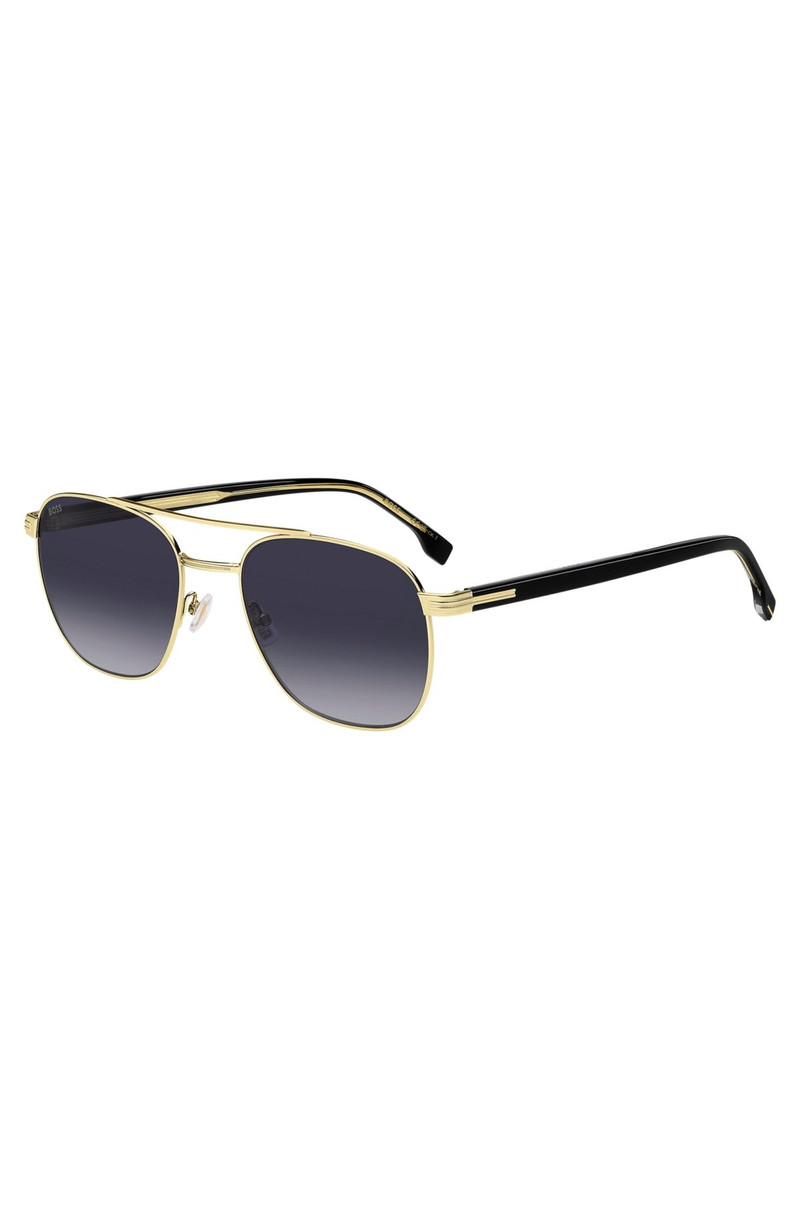 BOSS DOUBLE-BRIDGE SUNGLASSES IN BLACK AND GOLD TONES outlook