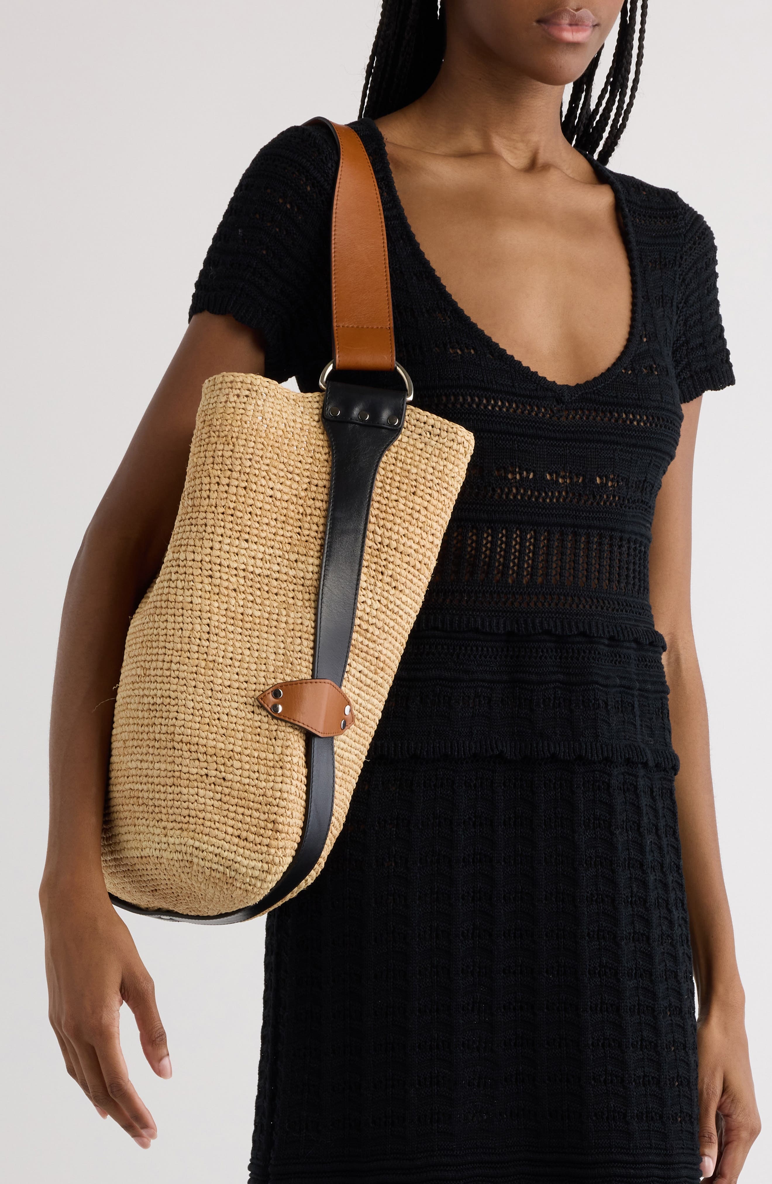 Isabel Marant Bayia Raffia Bucket Bag in Natural/Cognac at Nordstrom - 2