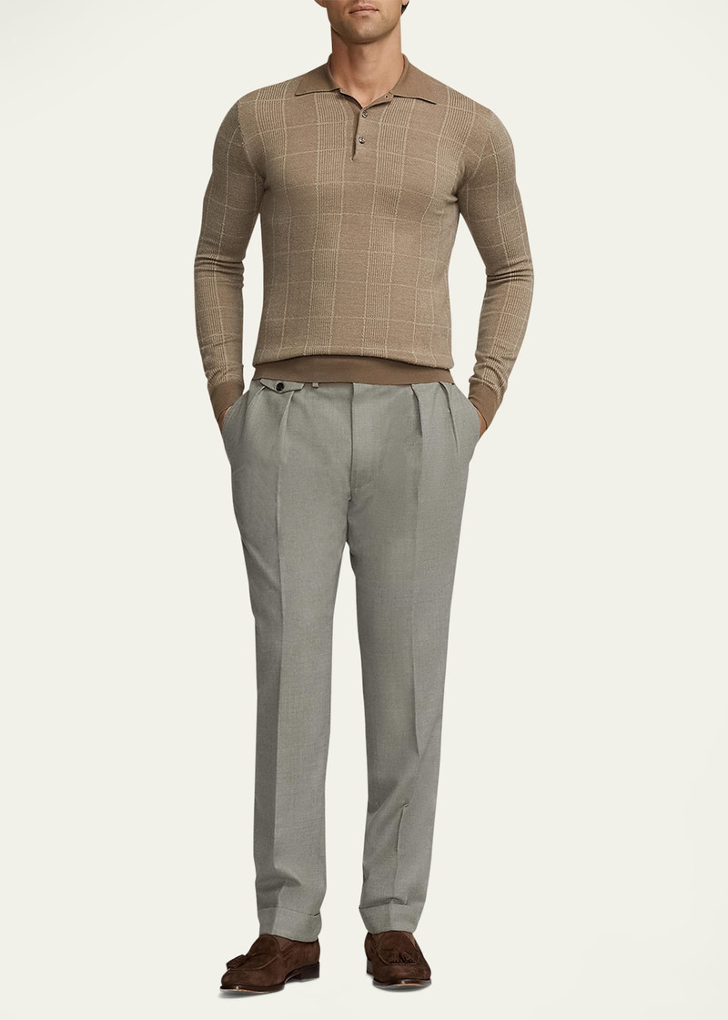 Ralph Lauren Men's Glen Plaid Cashmere-Silk Polo Sweater outlook