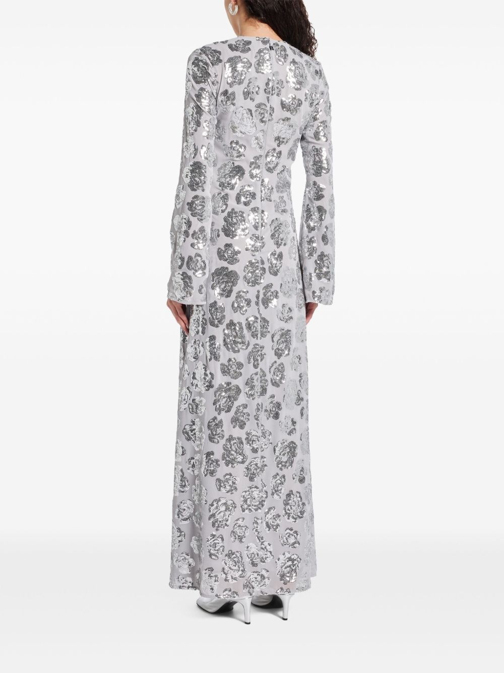 sequinned chiffon maxi dress - 4
