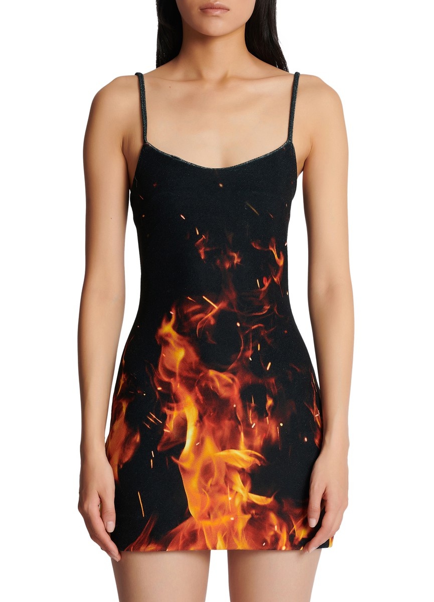 Short Fire printed velvet jersey dress - 2
