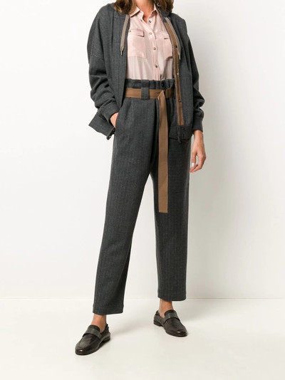 Brunello Cucinelli pinstriped belted trousers outlook