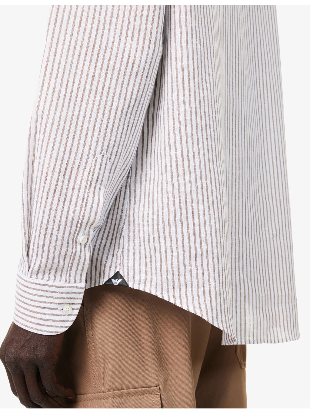 Striped Brand-Embroidery Linen And Cotton Shirt - 6