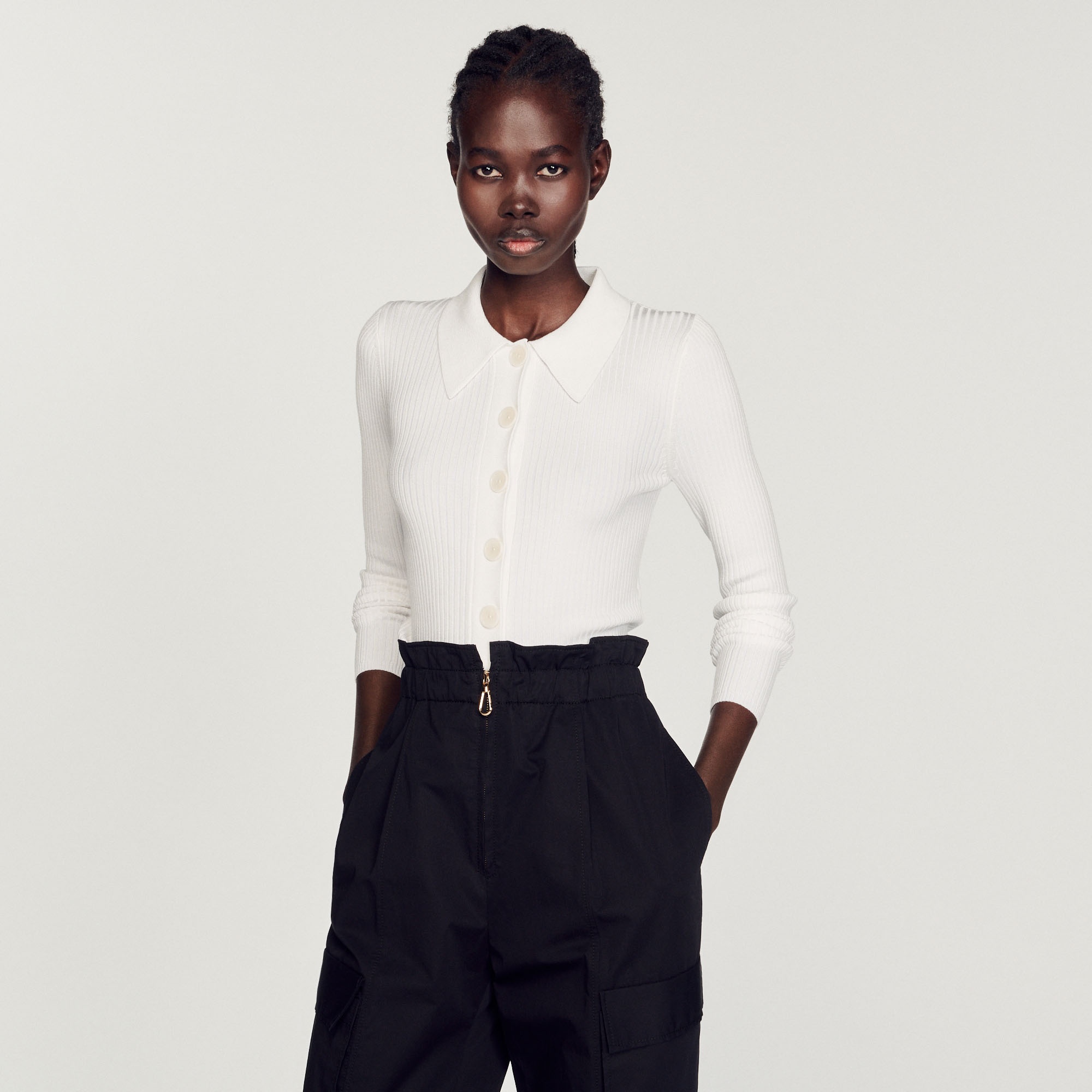 Cropped ribbed cardigan - 5