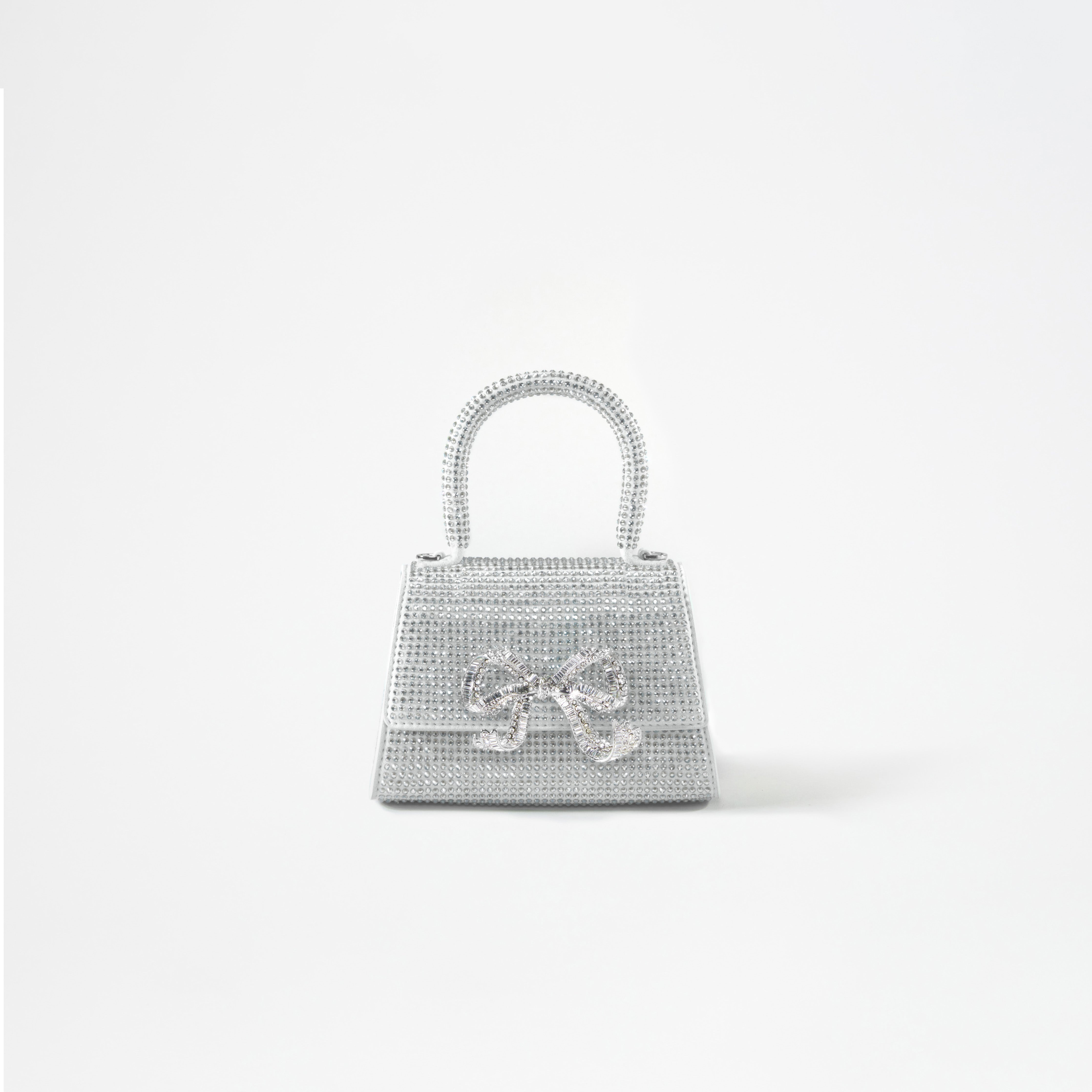 Silver Rhinestone Bow Micro Bag - 1