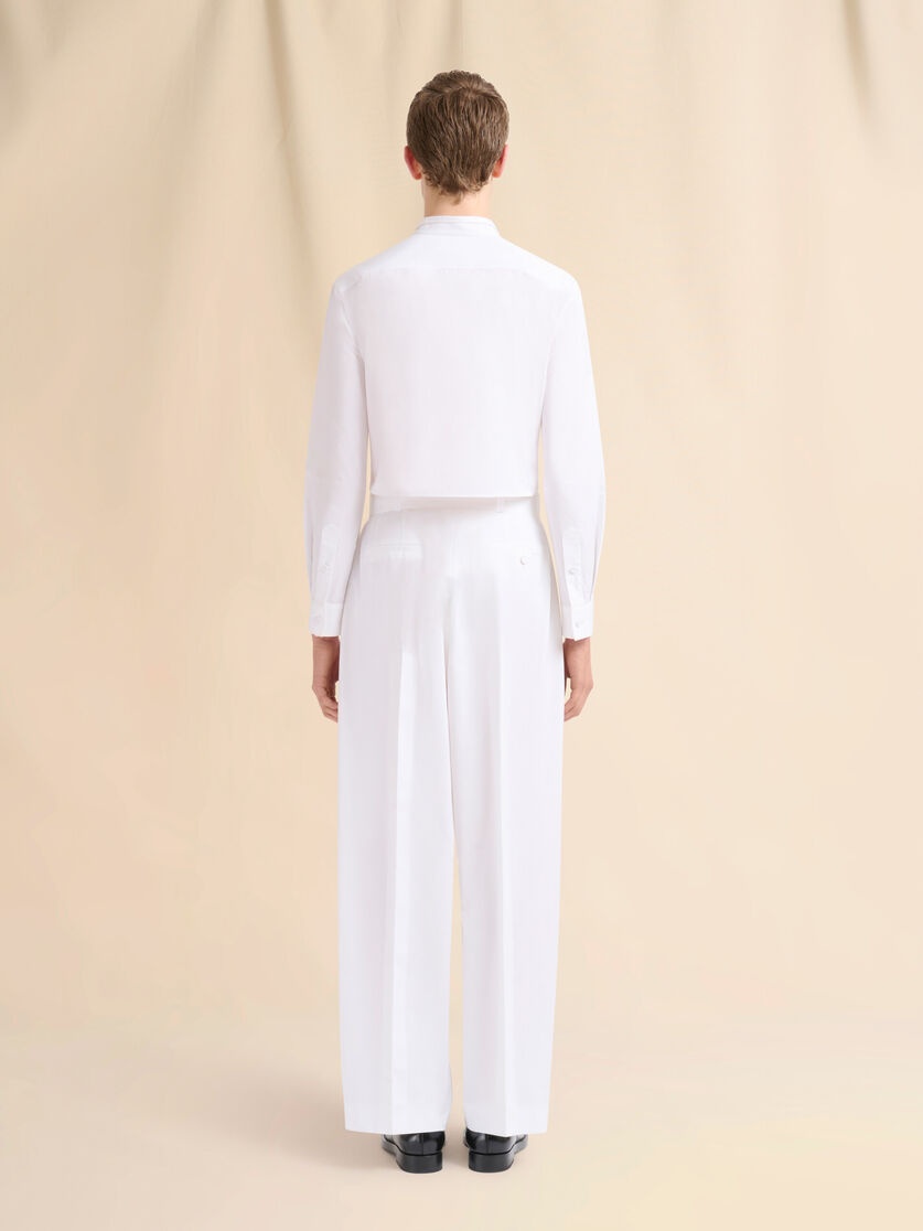 WHITE POPLIN TROUSERS WITH MAXI PLEATS - 3