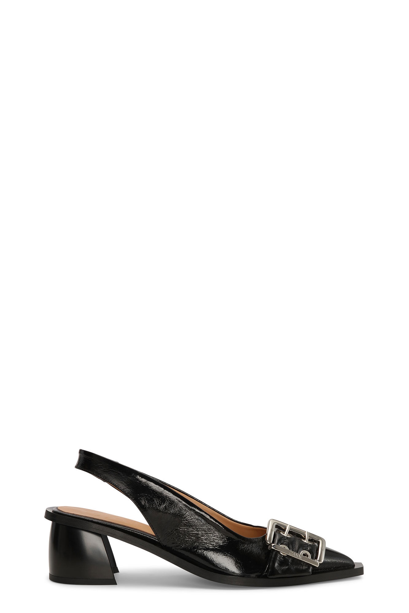 BLACK FEMININE BUCKLE SLINGBACK PUMPS - 1