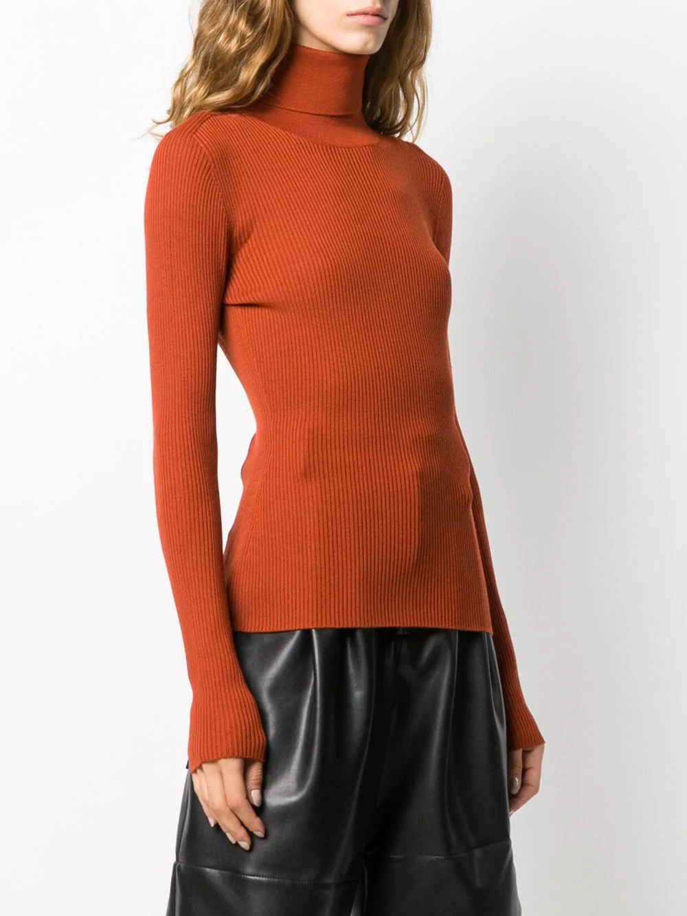 virgin wool roll neck fitted jumper - 4