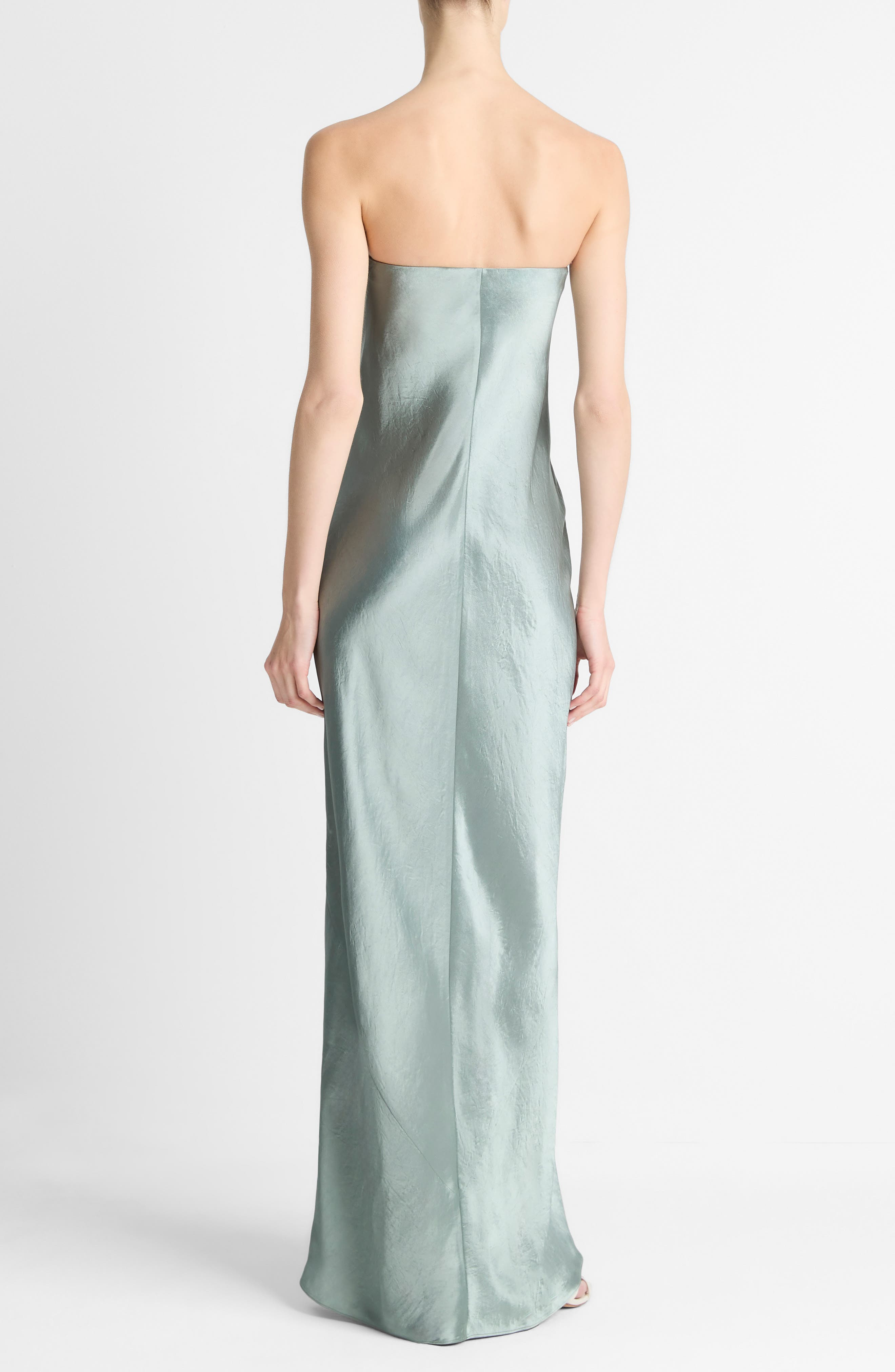 Vince Satin Strapless Gown in Clay Sage at Nordstrom - 2