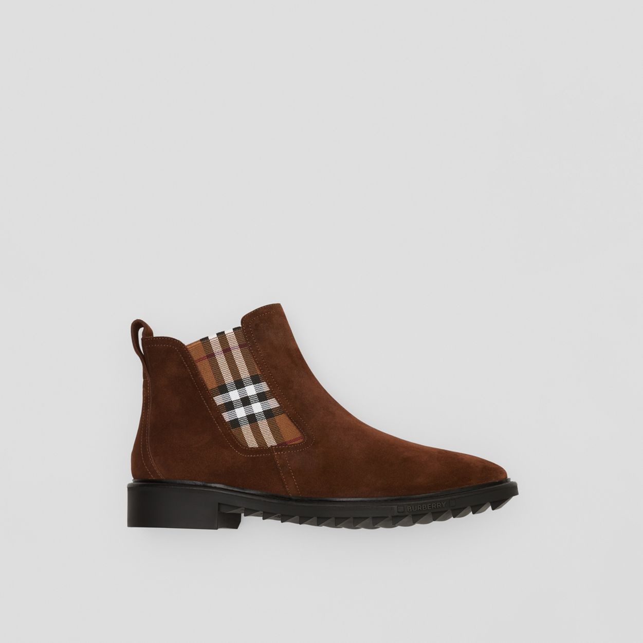 Vintage Check Detail Suede Chelsea Boots - 6