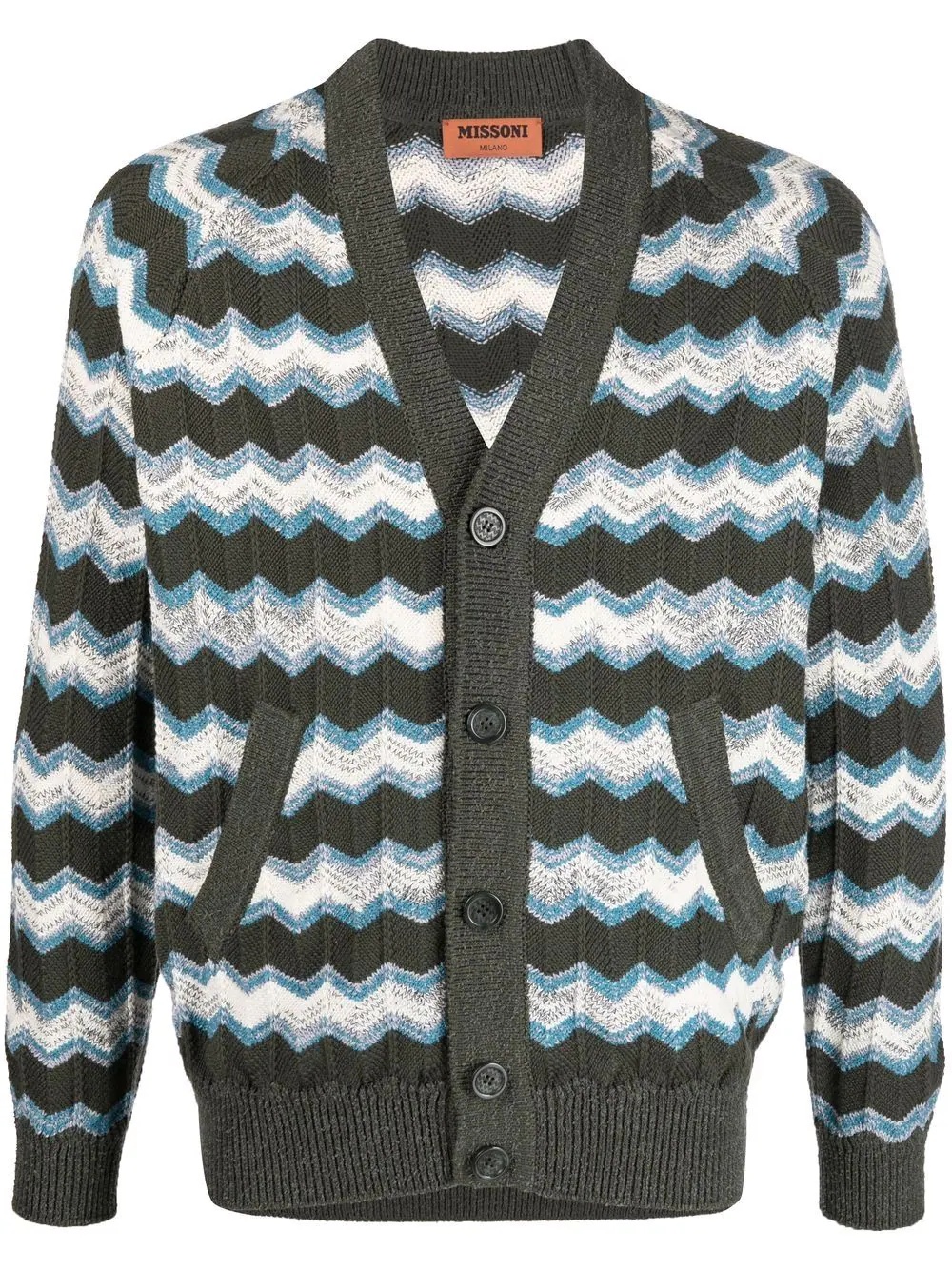 chevron pattern button-up cardigan - 1