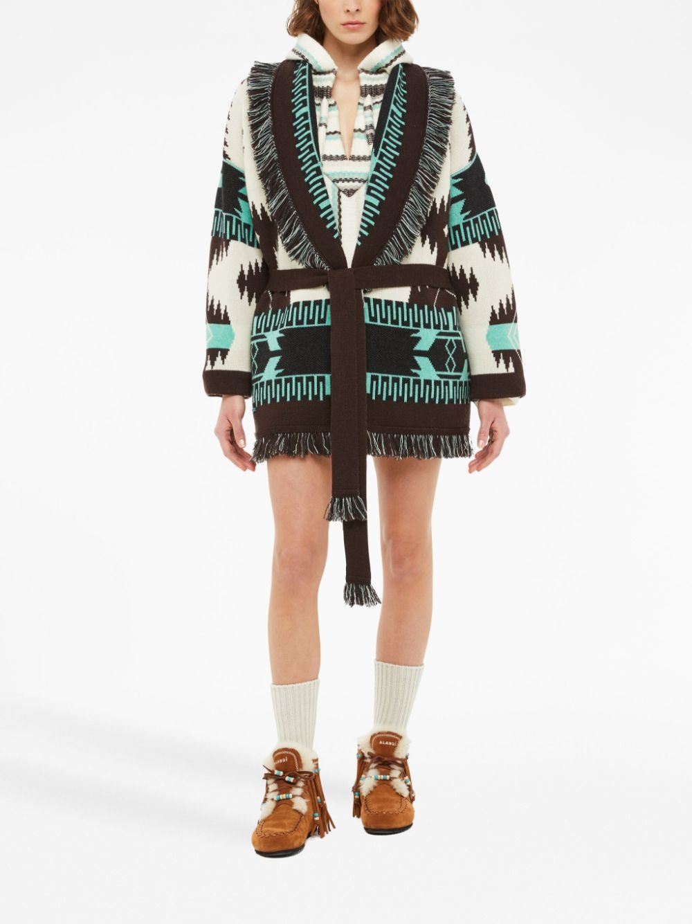 Icon Jacquard fringed cardigan - 7