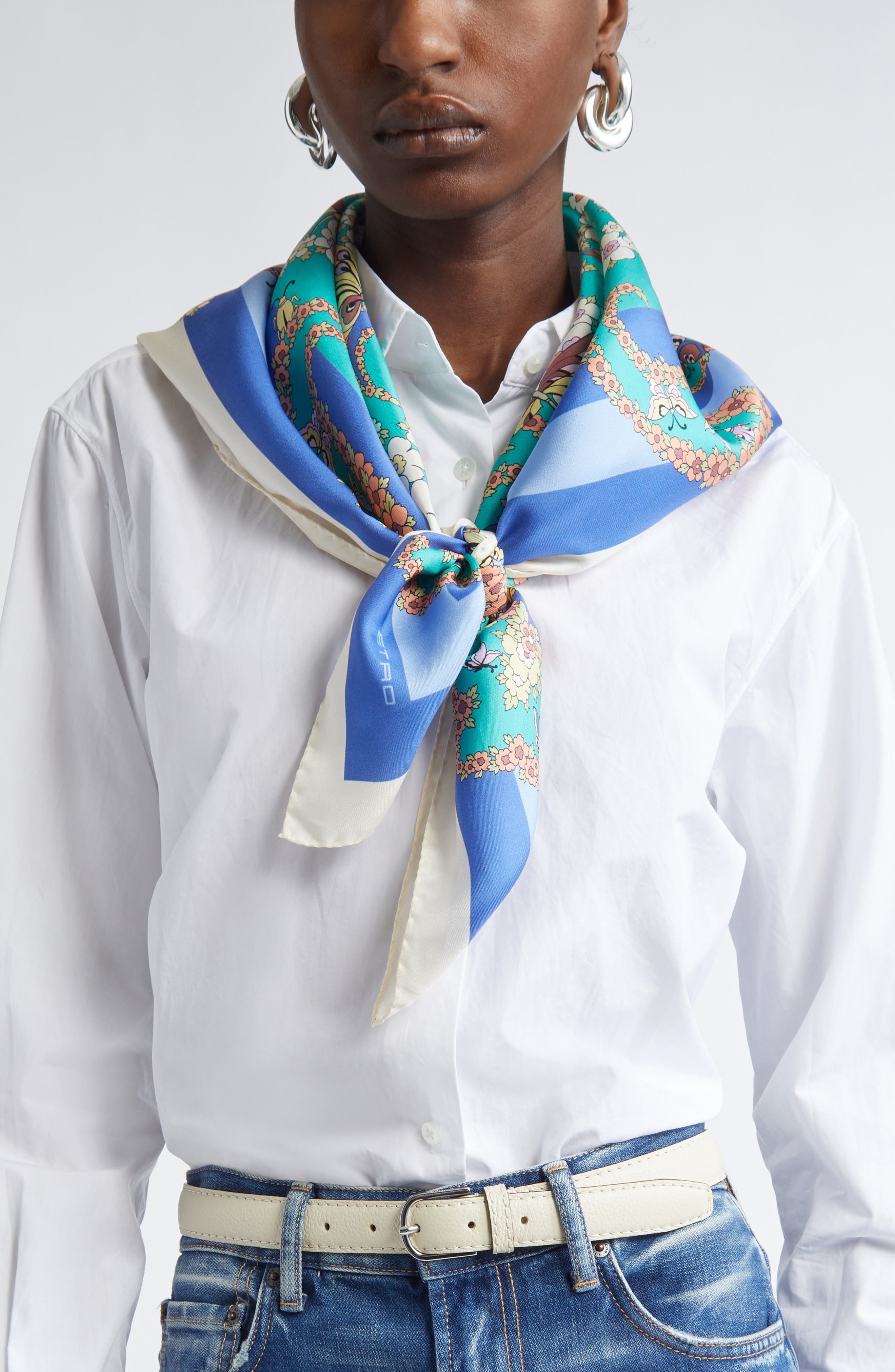 Etro Norma Paisley Silk Square Scarf in Print On Blue Base 3 at Nordstrom - 2