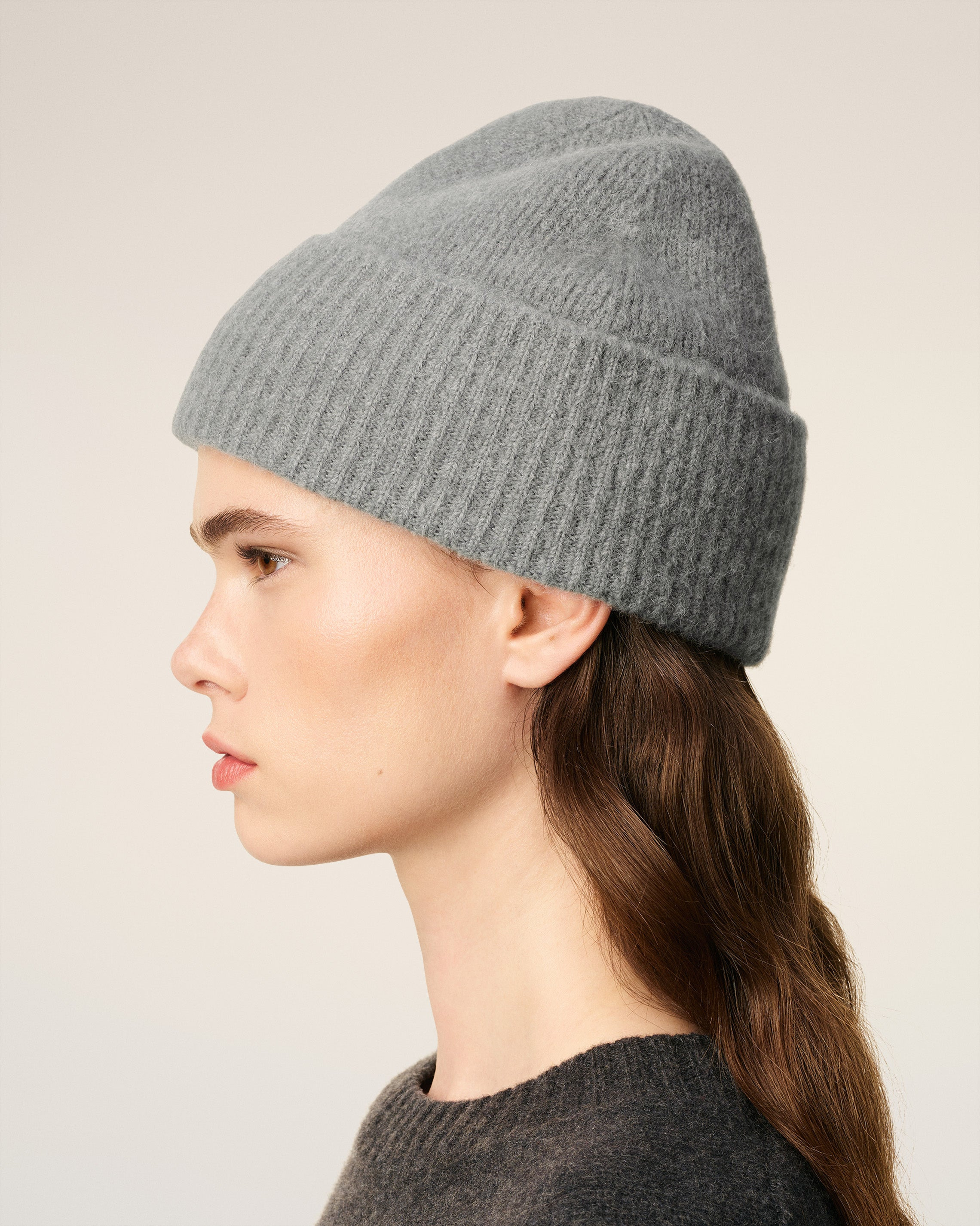 GREY ALPACA STRIPED AMI DE COEUR BEANIE - 5