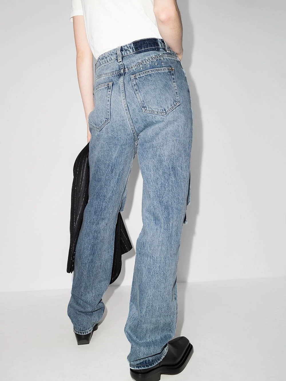 ripped detail straight-leg jeans - 3