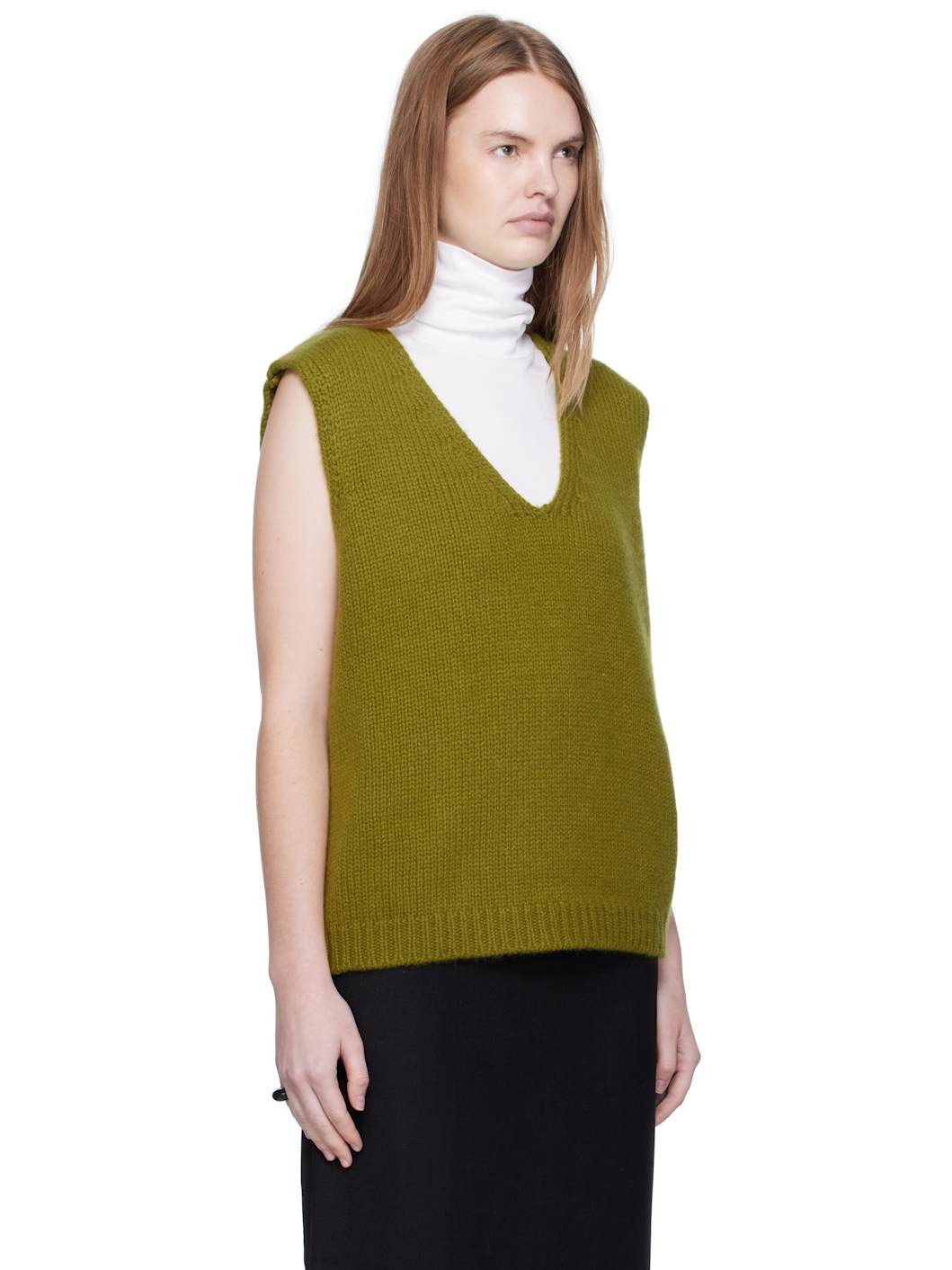 Green Cashmere Knit Vest - 2