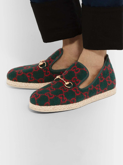 GUCCI Horsebit Logo-Print Merino Wool Loafers outlook