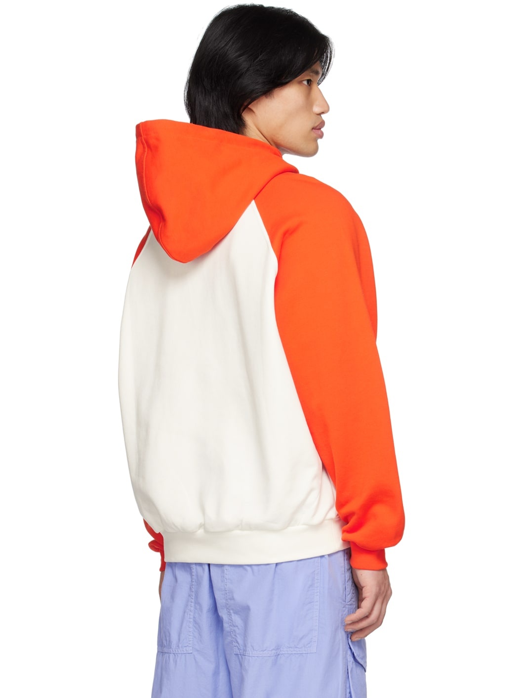 White & Orange Raglan Hoodie - 3