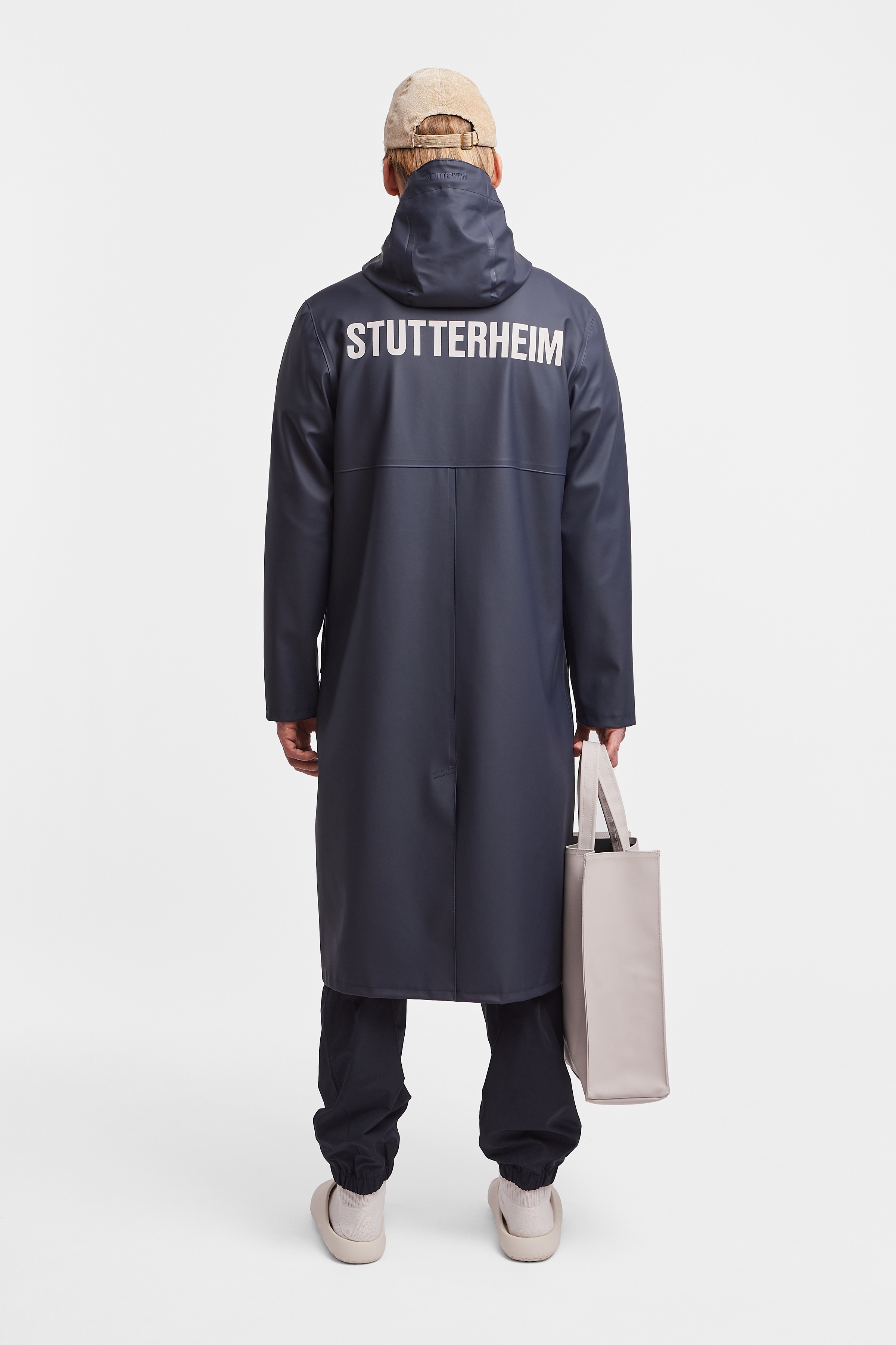 Stockholm Long Print Raincoat Navy - 4