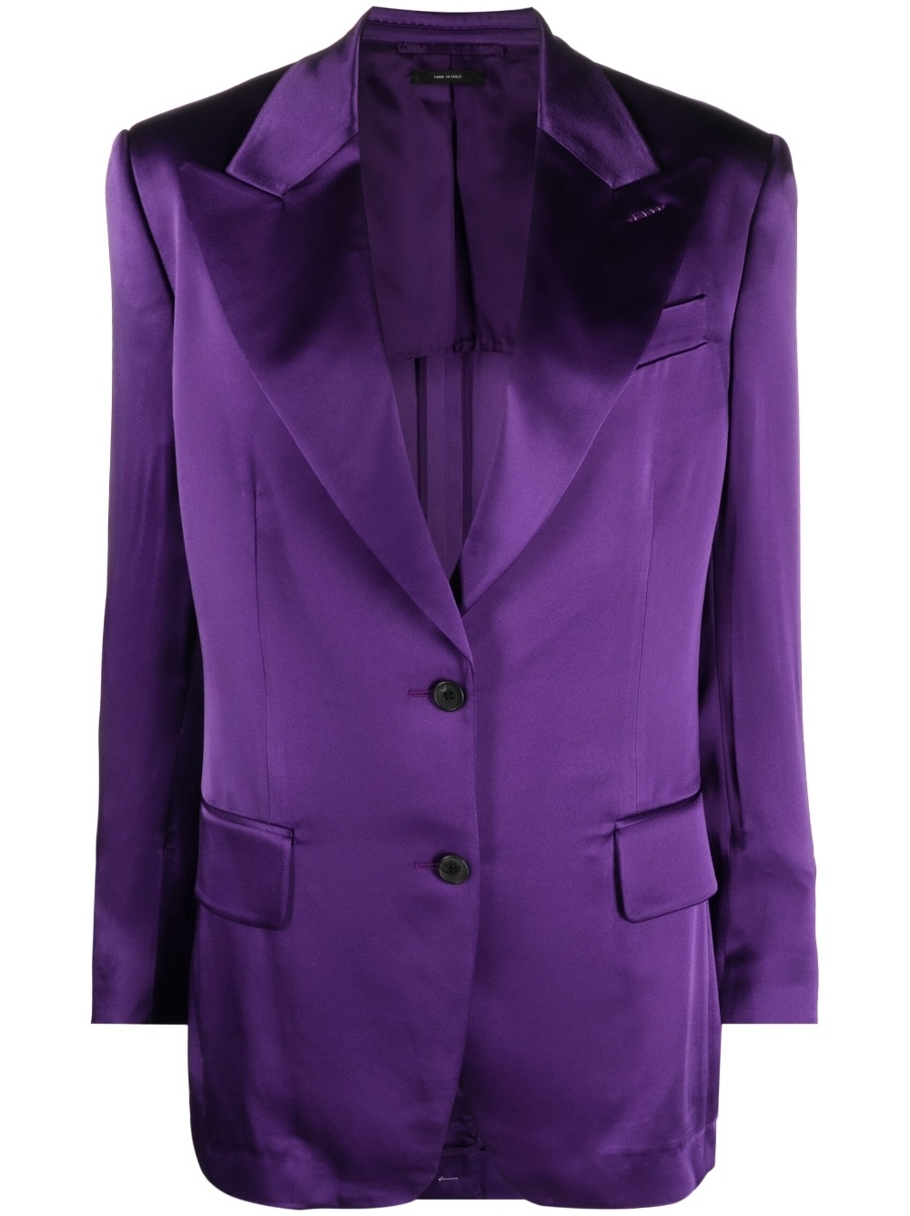 single-breasted satin-finish blazer - 1