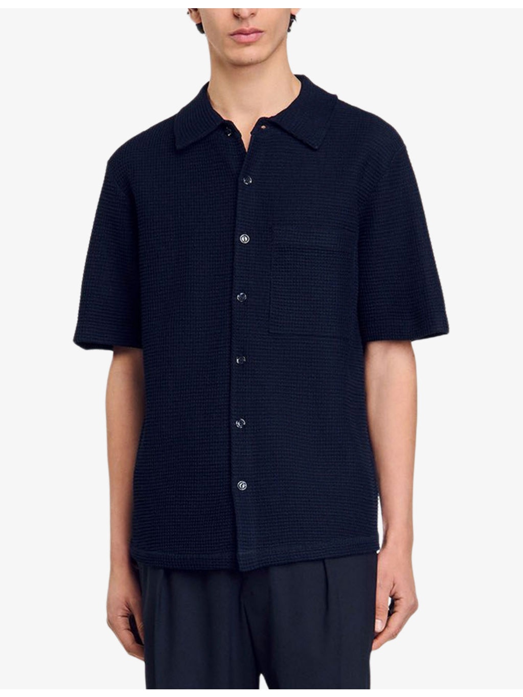 Button-Down Short-Sleeve Waffle Shirt - 3
