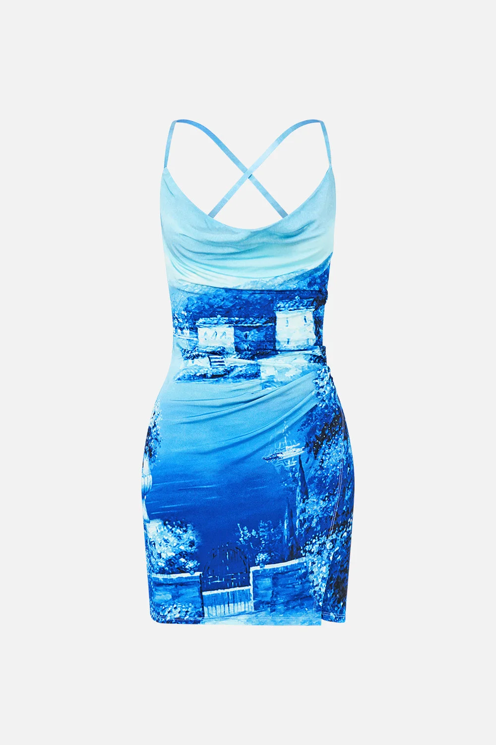 DRAPE JERSEY MINI DRESS SWEET SACRÉ BLEU - 1