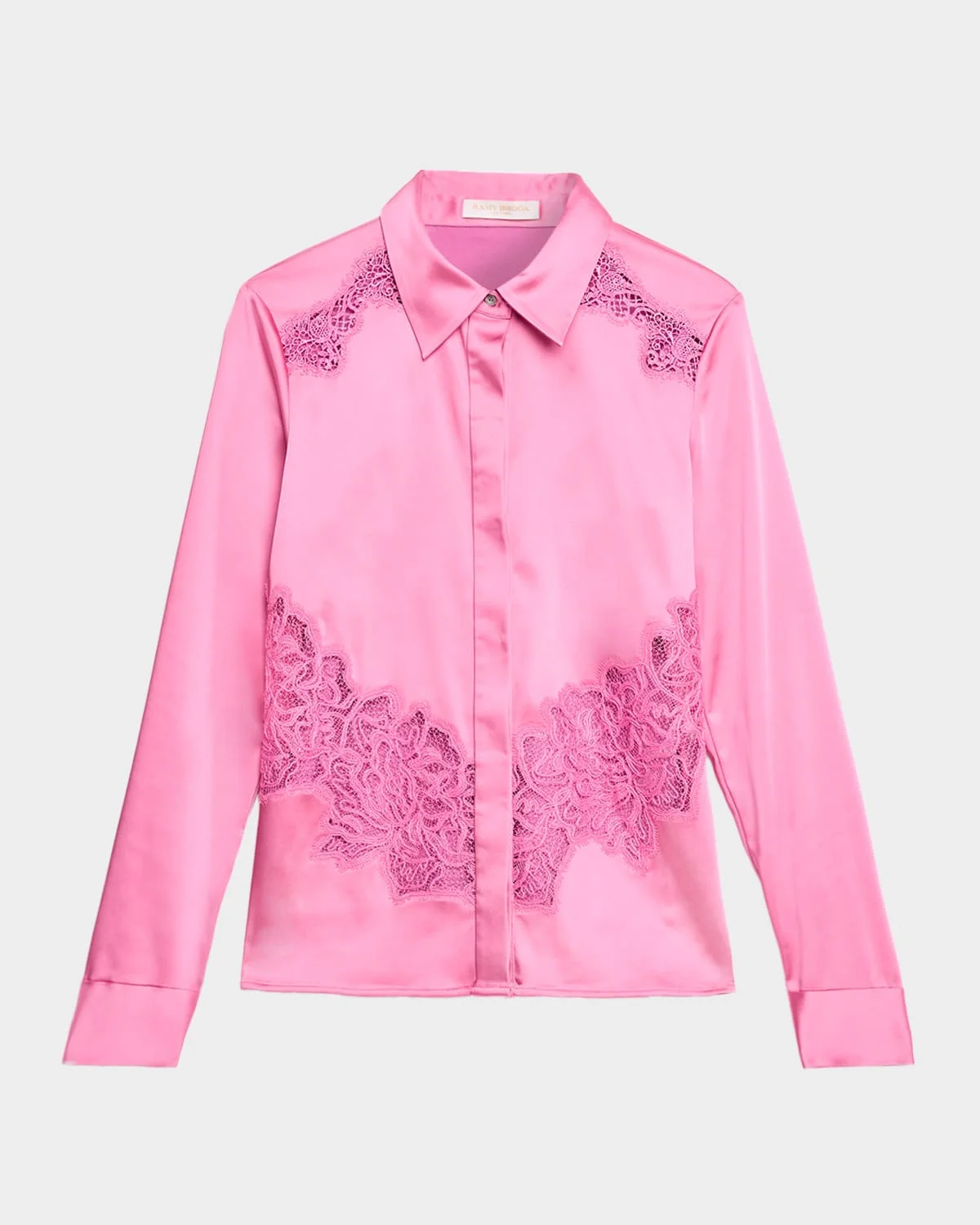 Serena Satin Button-Front Shirt - 1