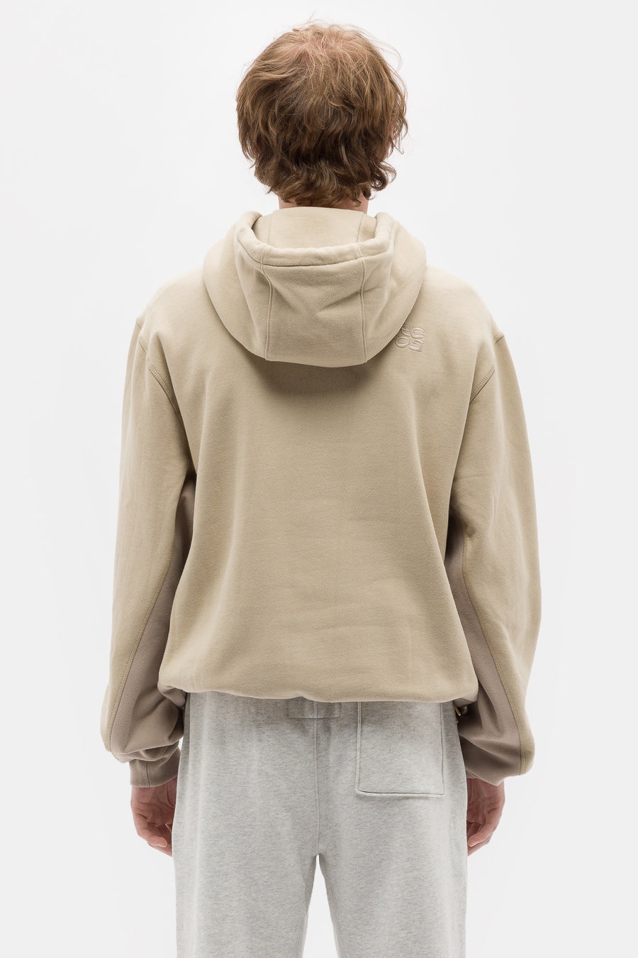Stack Logo Embroidered Hoodie in Khaki - 3