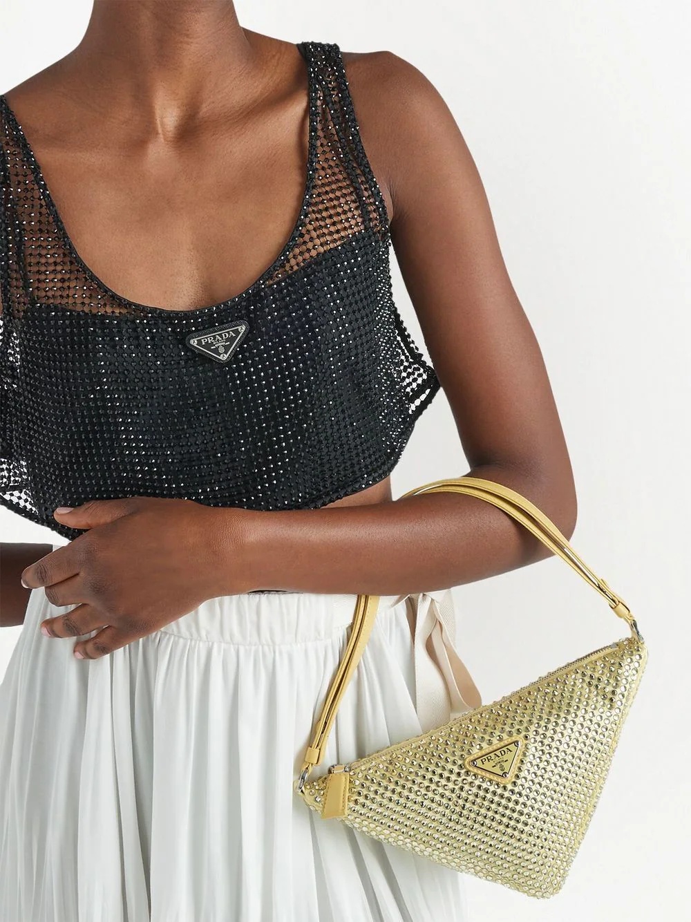 Triangle crystal-embellished mini bag - 7