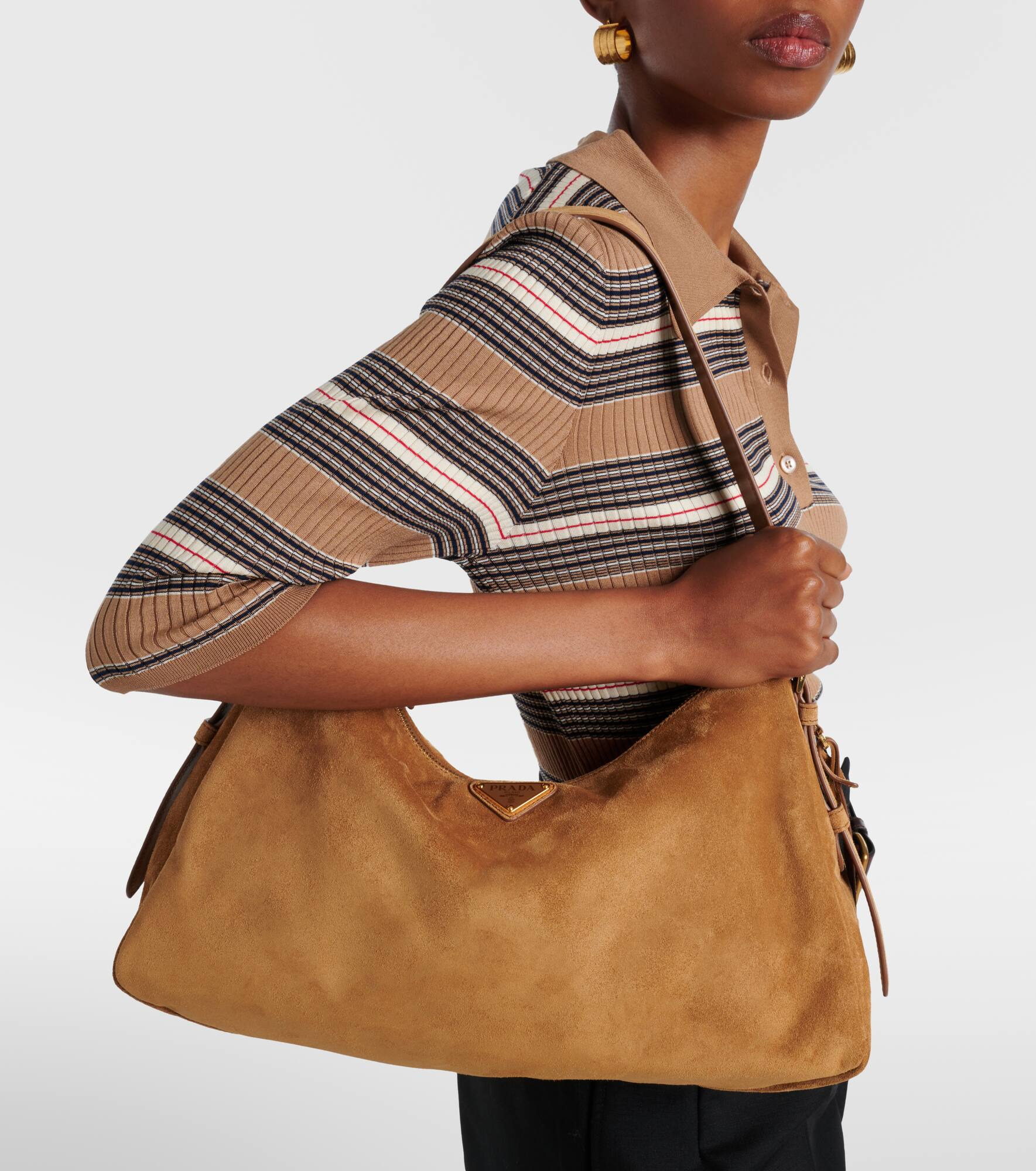 Prada Aimée Medium suede shoulder bag - 7