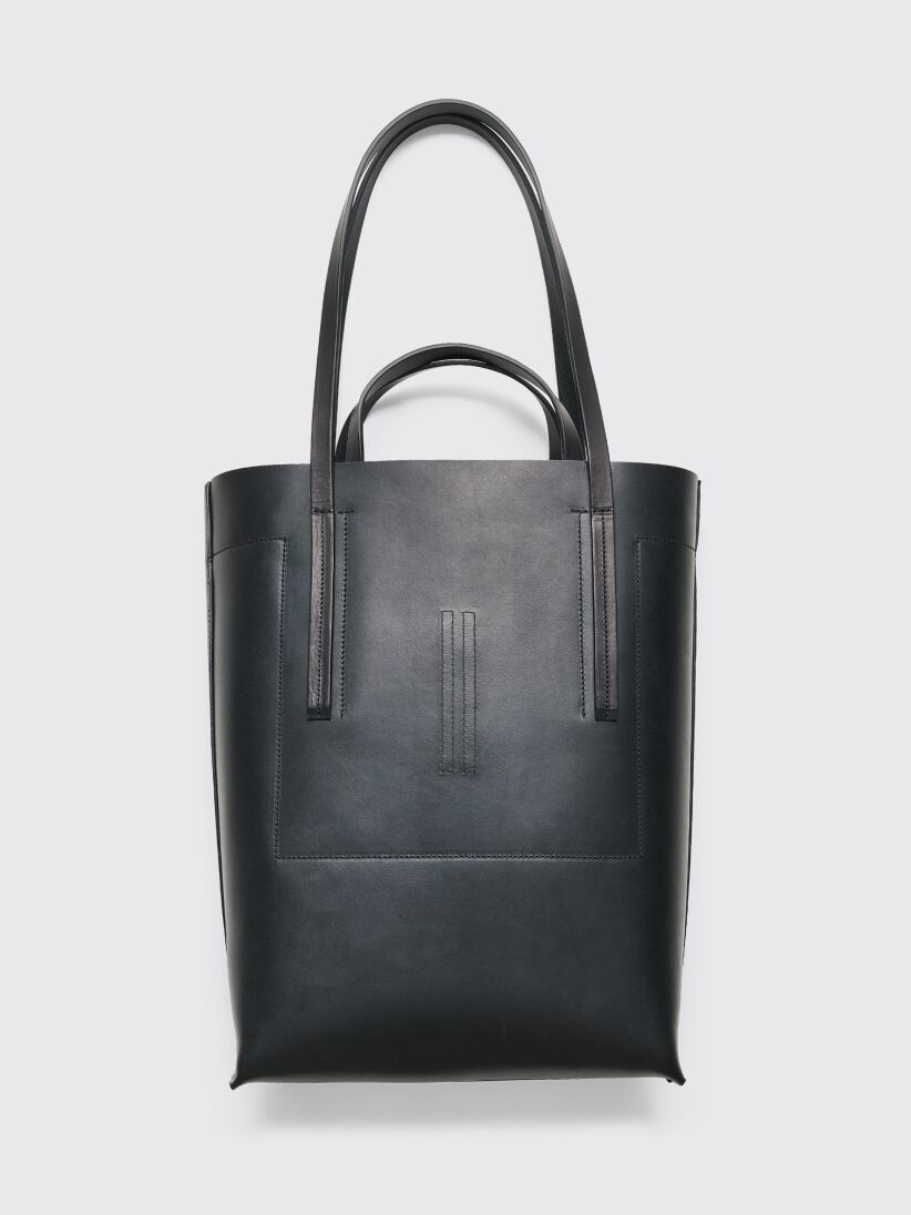 RICK OWENS LEATHER MEDIUM SHOPPER BLACK - 2