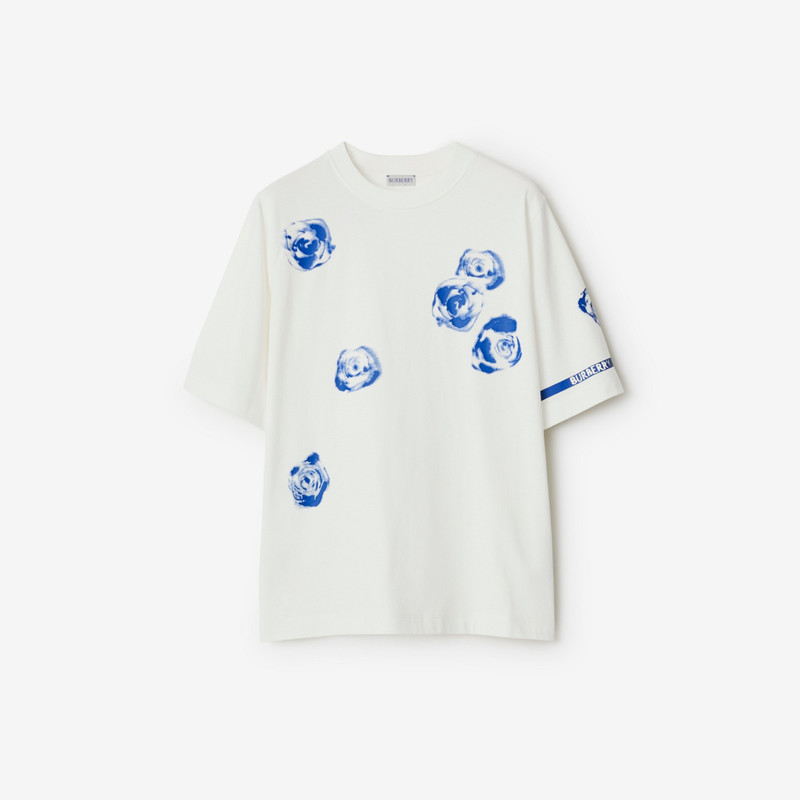 Rose Print Cotton T-shirt 1