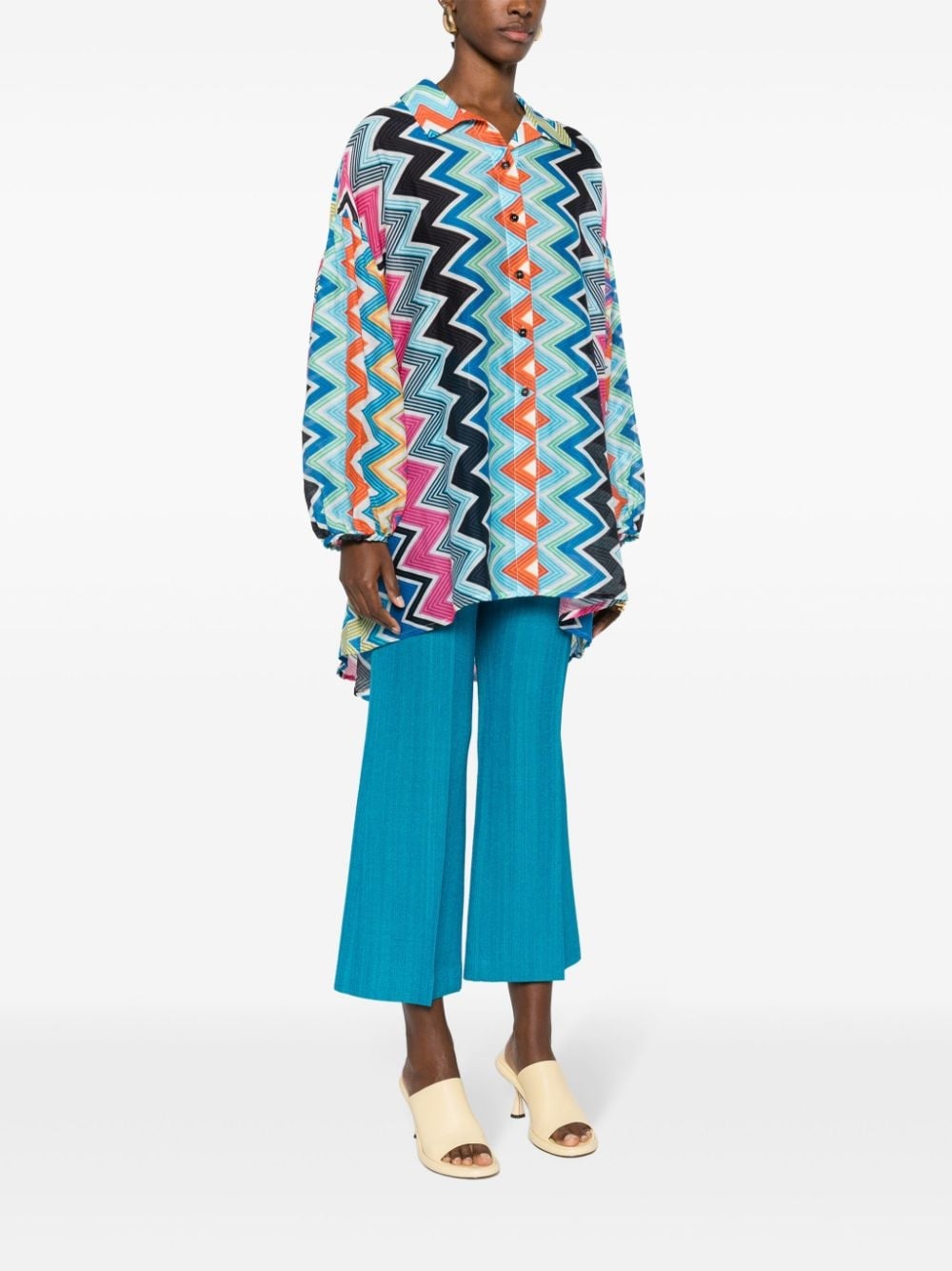 zigzag balloon-sleeves shirt - 3