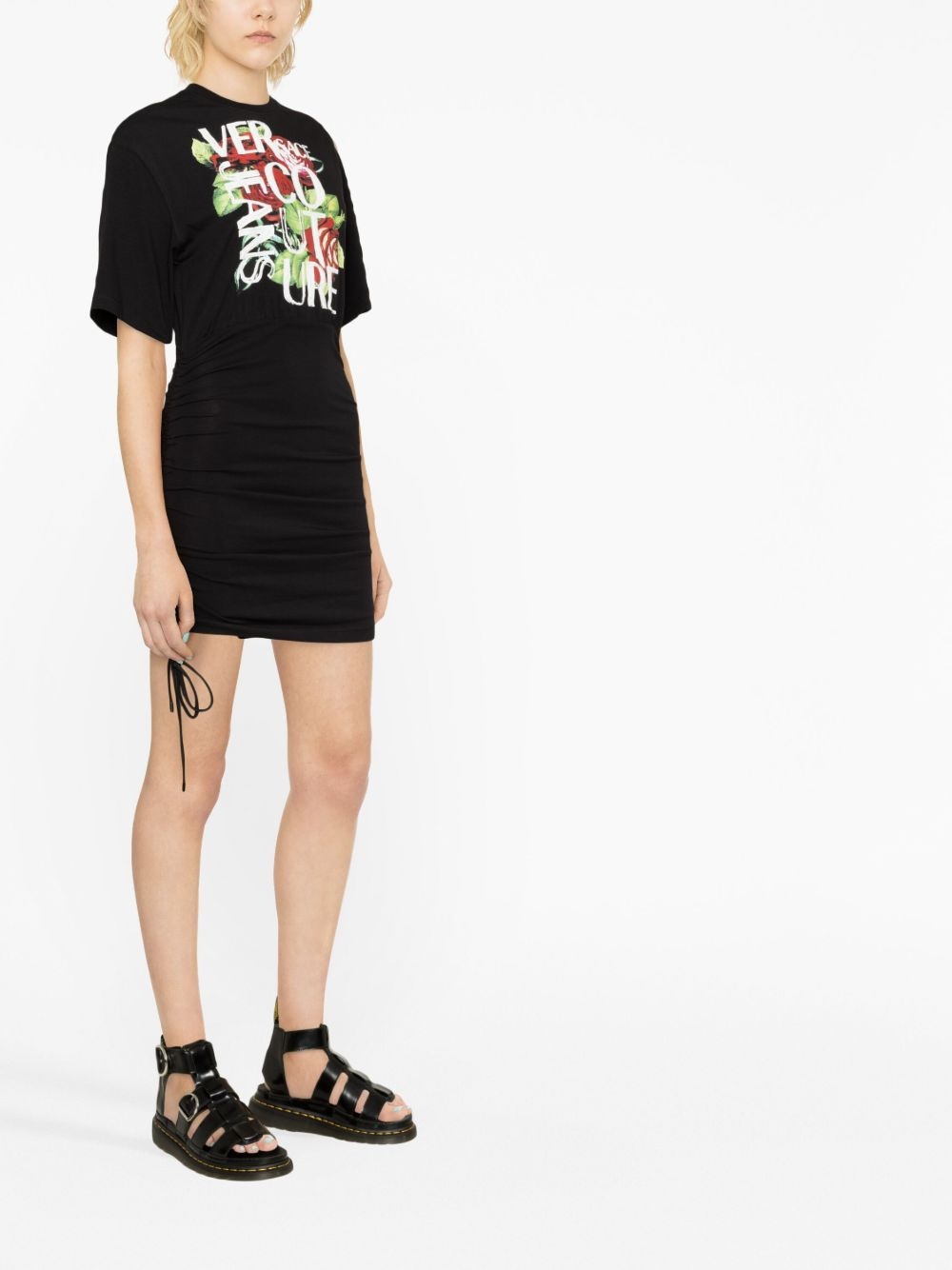 Roses logo-print T-shirt dress - 4