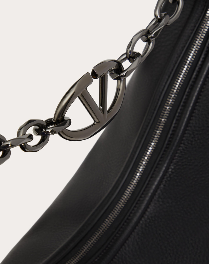 MAXI HOBO VLOGO MOON BAG IN GRAINY CALFSKIN WITH CHAIN 7