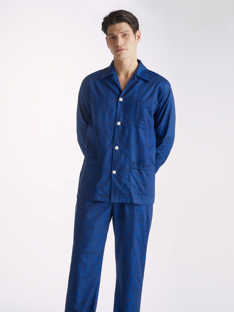 Men's Classic Fit Pyjamas Paris 25 Cotton Jacquard Navy - 2