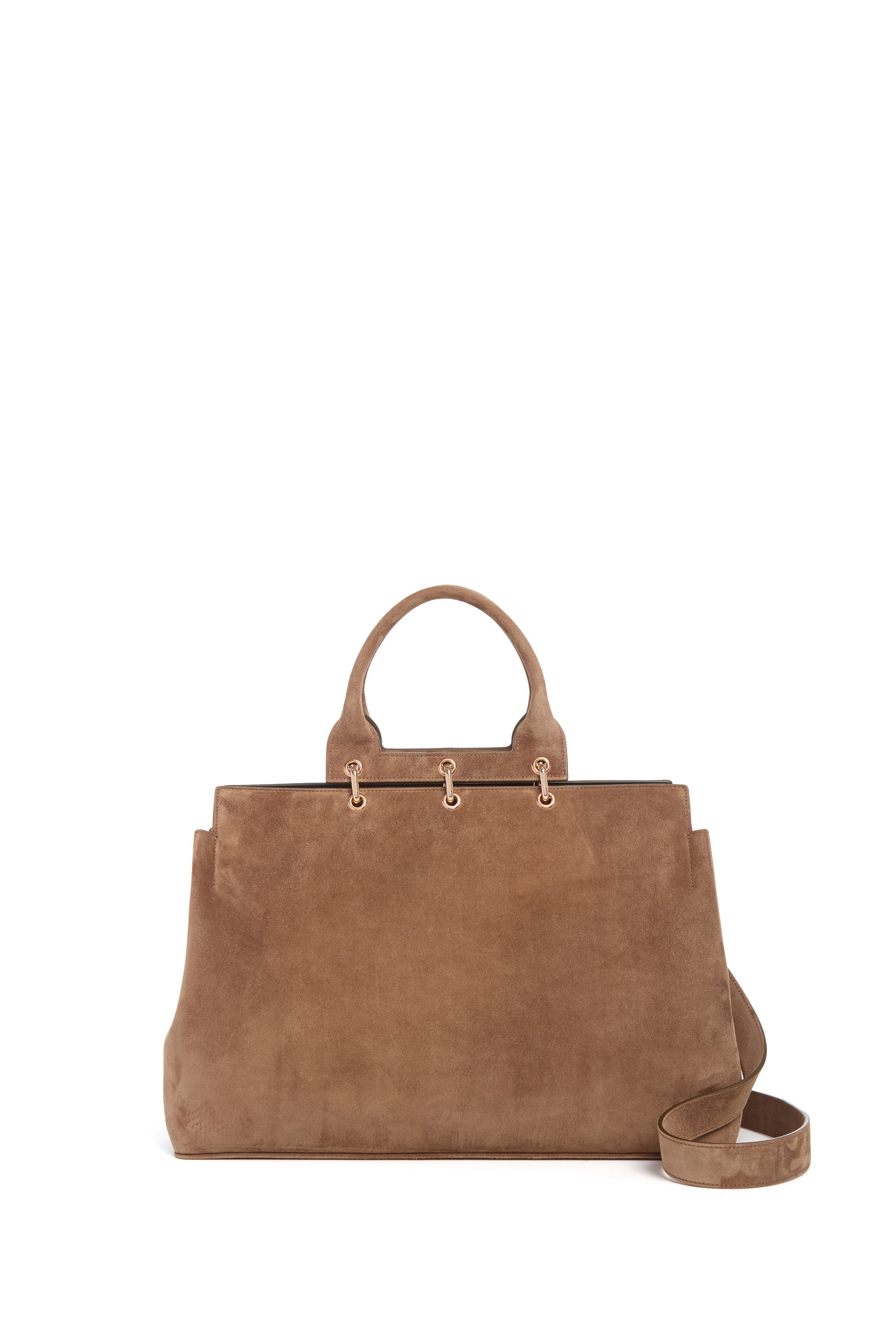 Large Amethyst Bag in Dark Sand Suede - 3